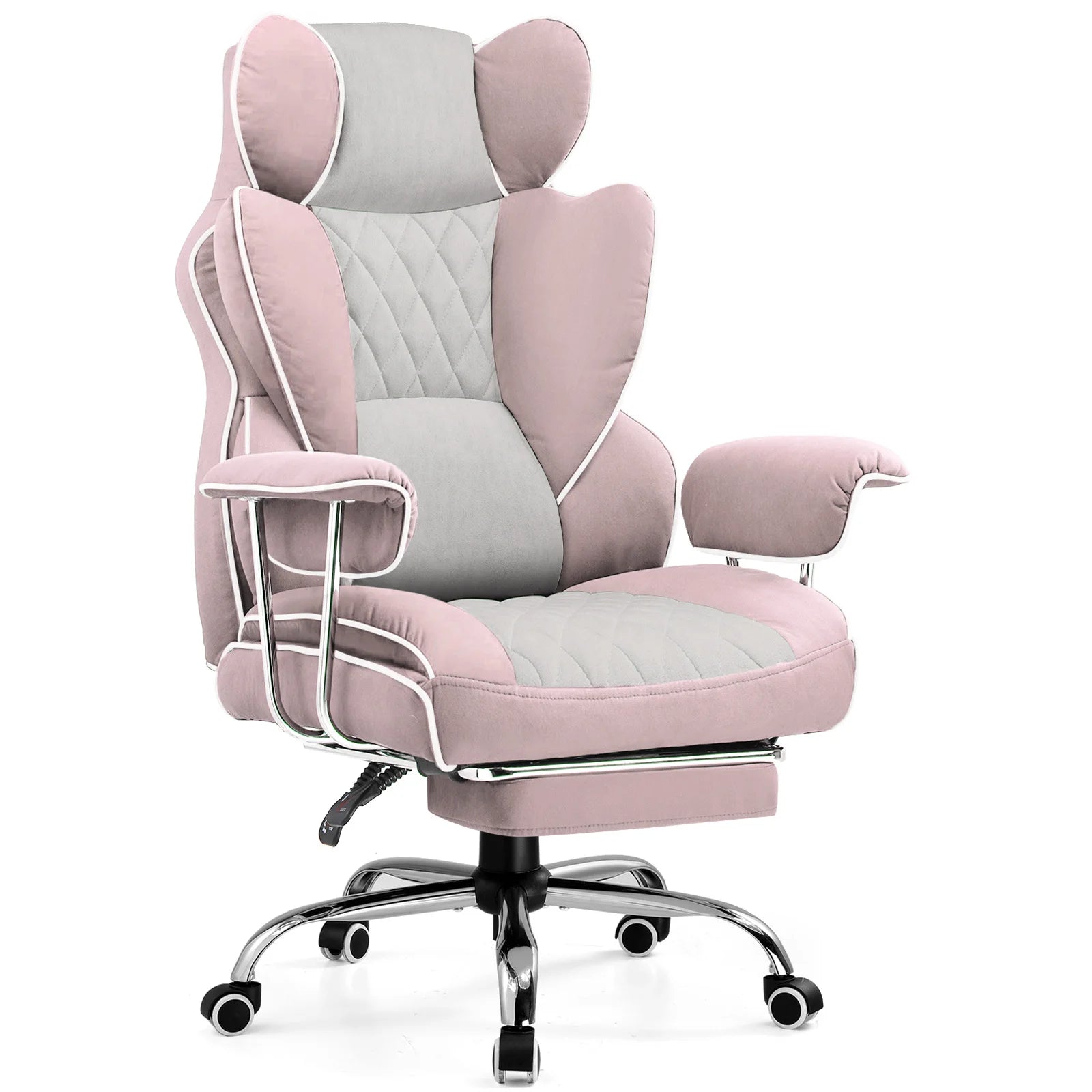 Big and Tall Gaming Chair with Pocket Spring Lumbar Support Ergonomic Office Chair with Footrest - Pink / United States