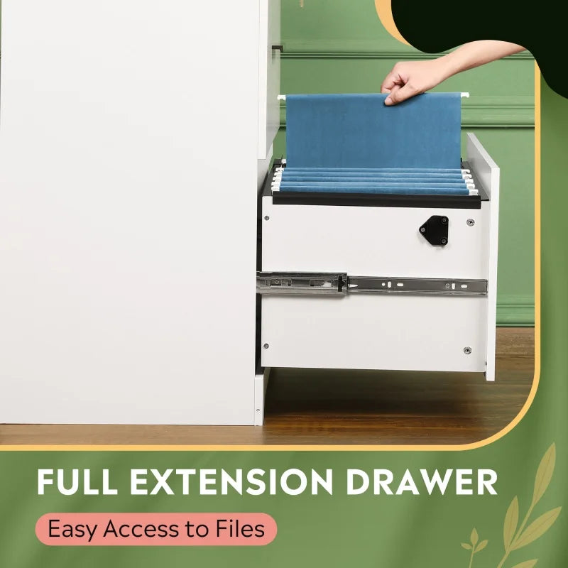 GALAXHERO 2 Drawer Wood Lateral File Cabinet with Lock Printer Stand Document Organizer for Home Office File Storage