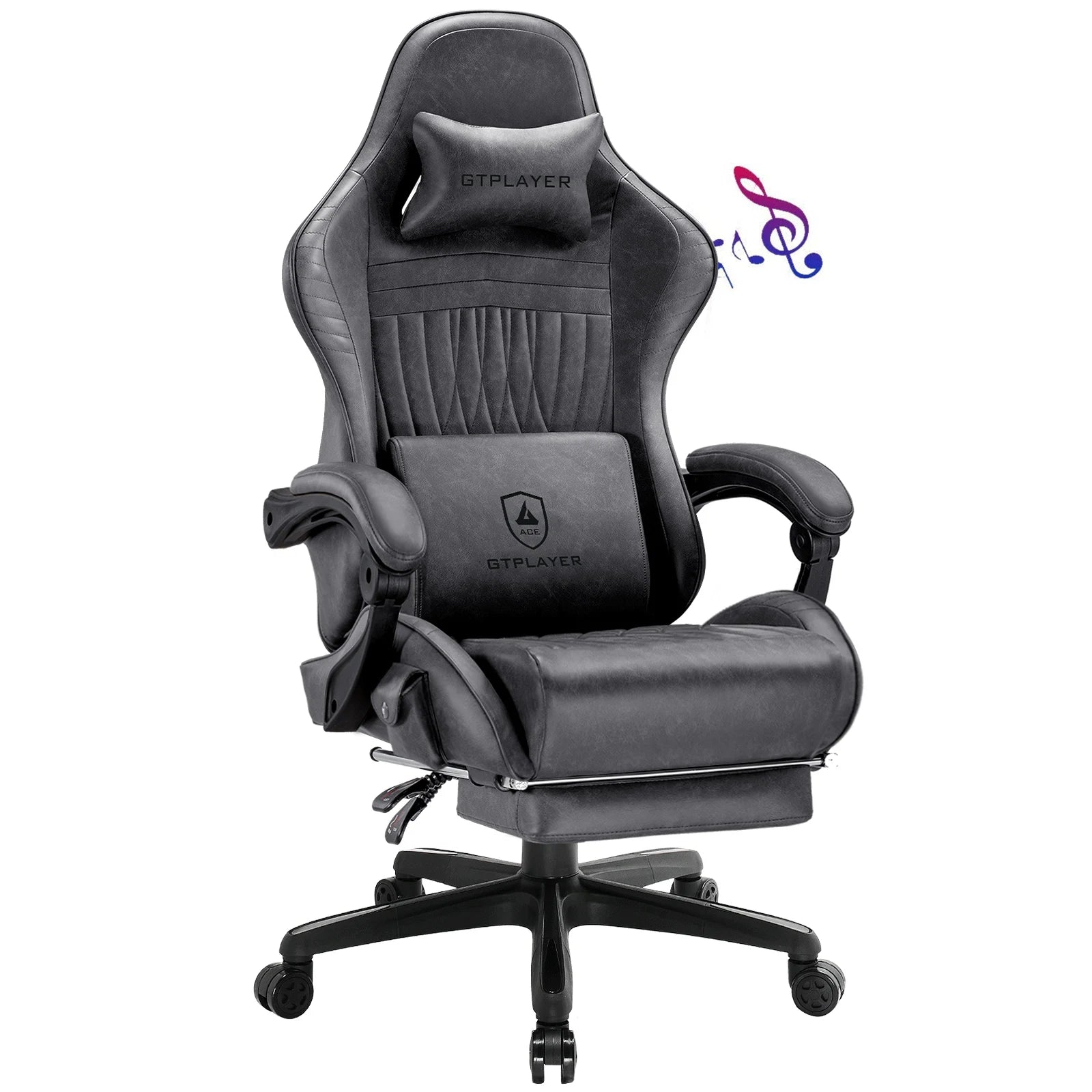 GTPLAYER Gaming Chair Adjustable Ergonomic Faux Leather Swiveling PC & Racing Game Chair with Built-in