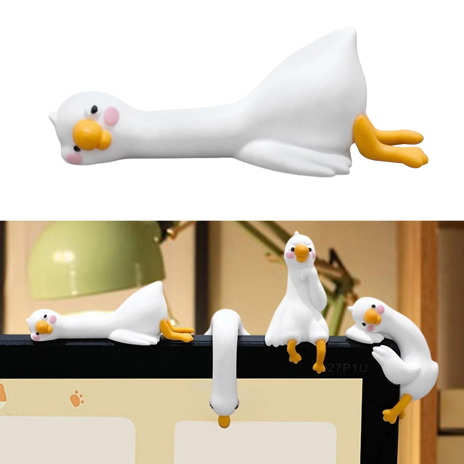 1 Pc Tired Duck Computer Screen Lying On The Ground Ornament Collectible Sculpture For Home Bookshelves Desks Tables