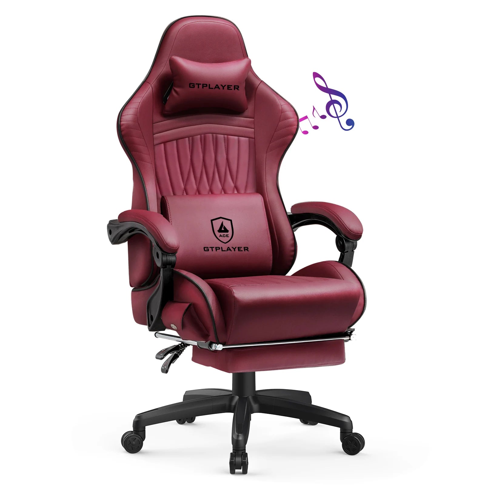 GTPLAYER Gaming Chair Adjustable Ergonomic Faux Leather Swiveling PC & Racing Game Chair with Built-in