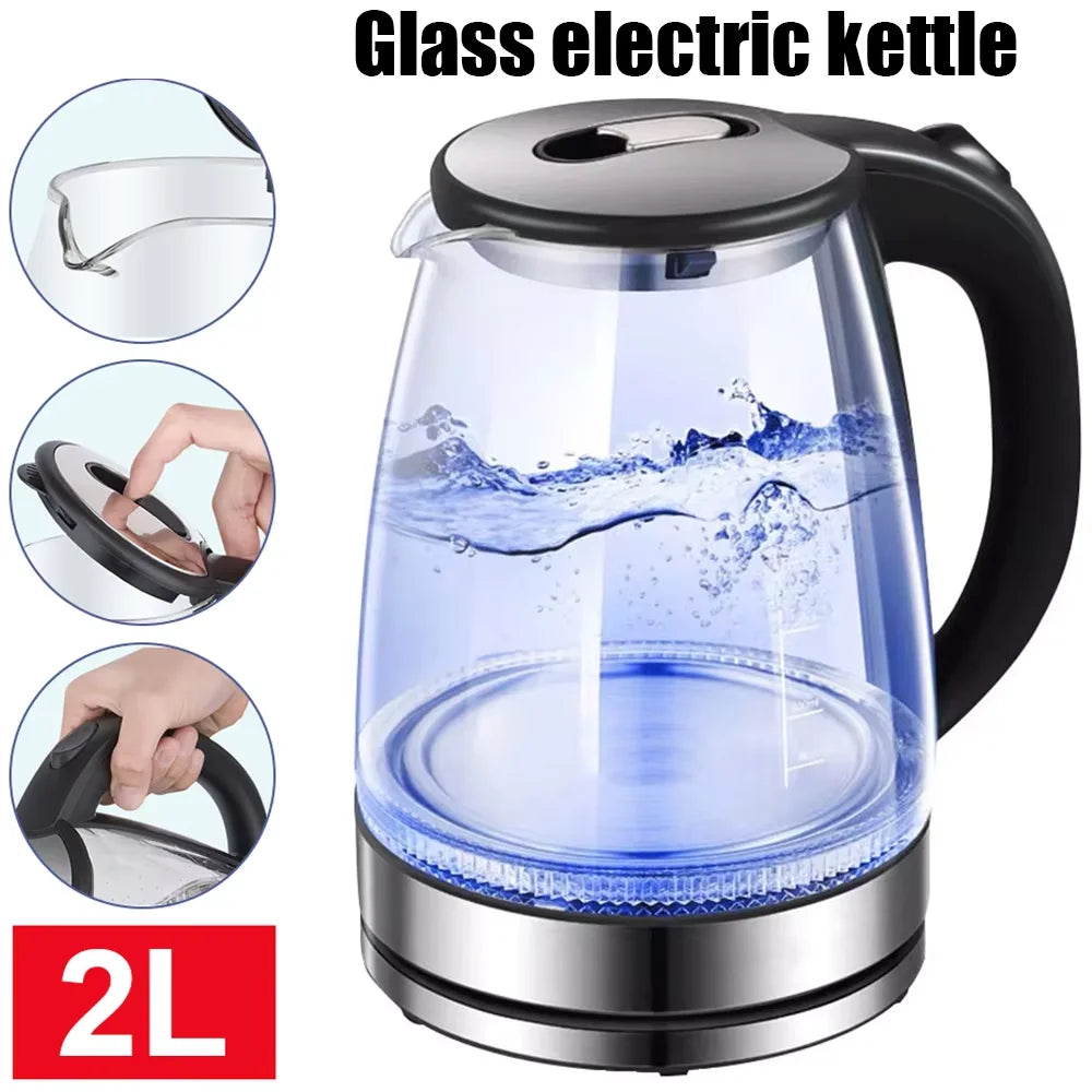 Household Kettle Glass Tea Bottle Electric Heating Kettle Teapot Cup Water Heater Portable Tea Pot Boiler - WHITE