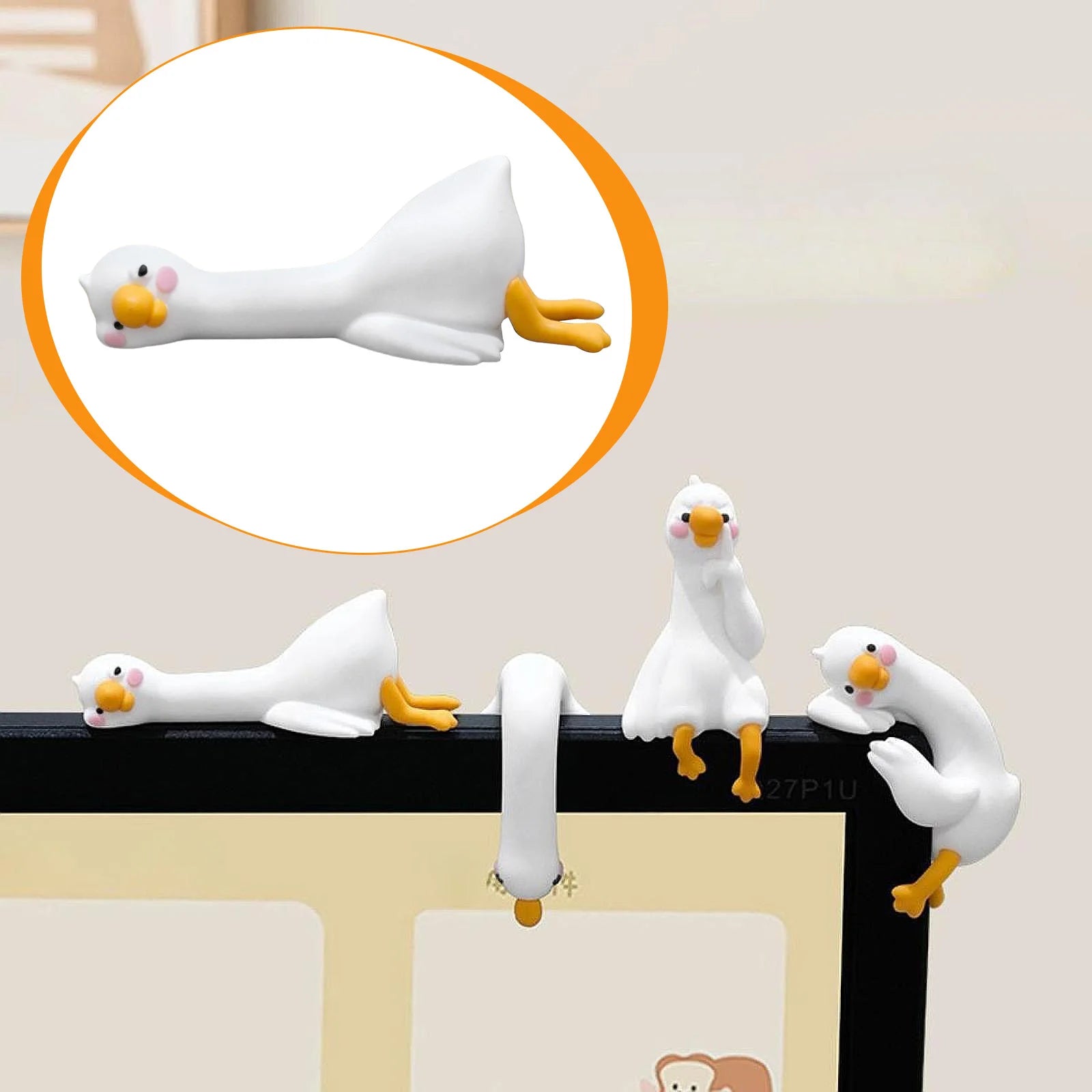1 Pc Tired Duck Computer Screen Lying On The Ground Ornament Collectible Sculpture For Home Bookshelves Desks Tables