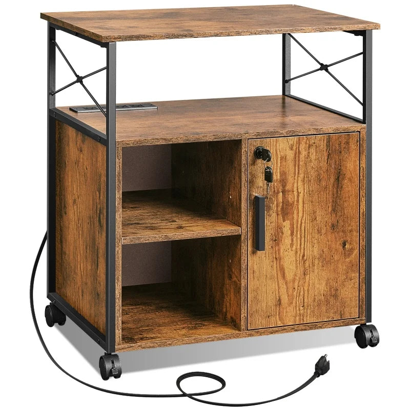 GALAXHERO File Cabinet Charging Station Lockable Lateral Filing Cabinet Office Printer Cabinet A4 Letter File Folders