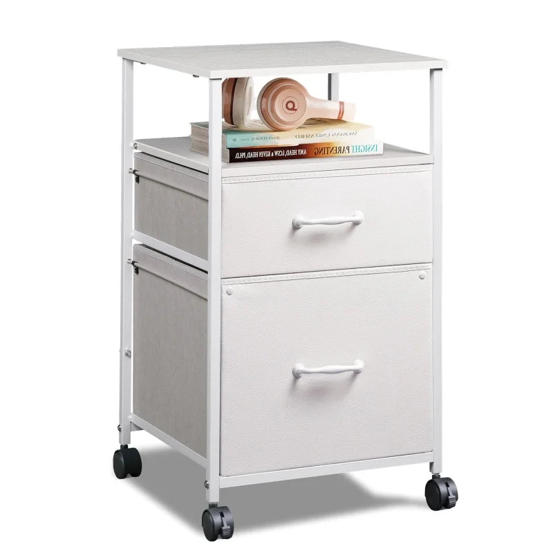 GALAXHERO 2 Drawer Fabric Filing Cabinet Mobile Vertical File Cabinet with Wheels Rolling Printer Stand Organizer Home