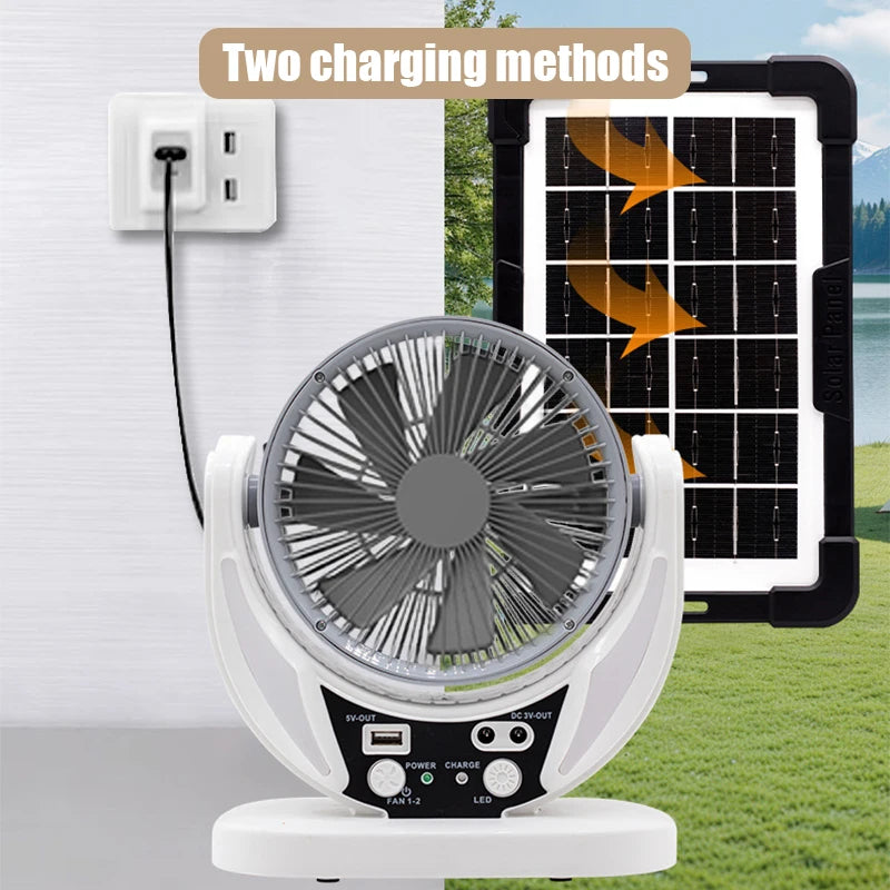 Solar-powered multifunctional fan LED emergency light bulb USB charging night light function can charge mobile phones