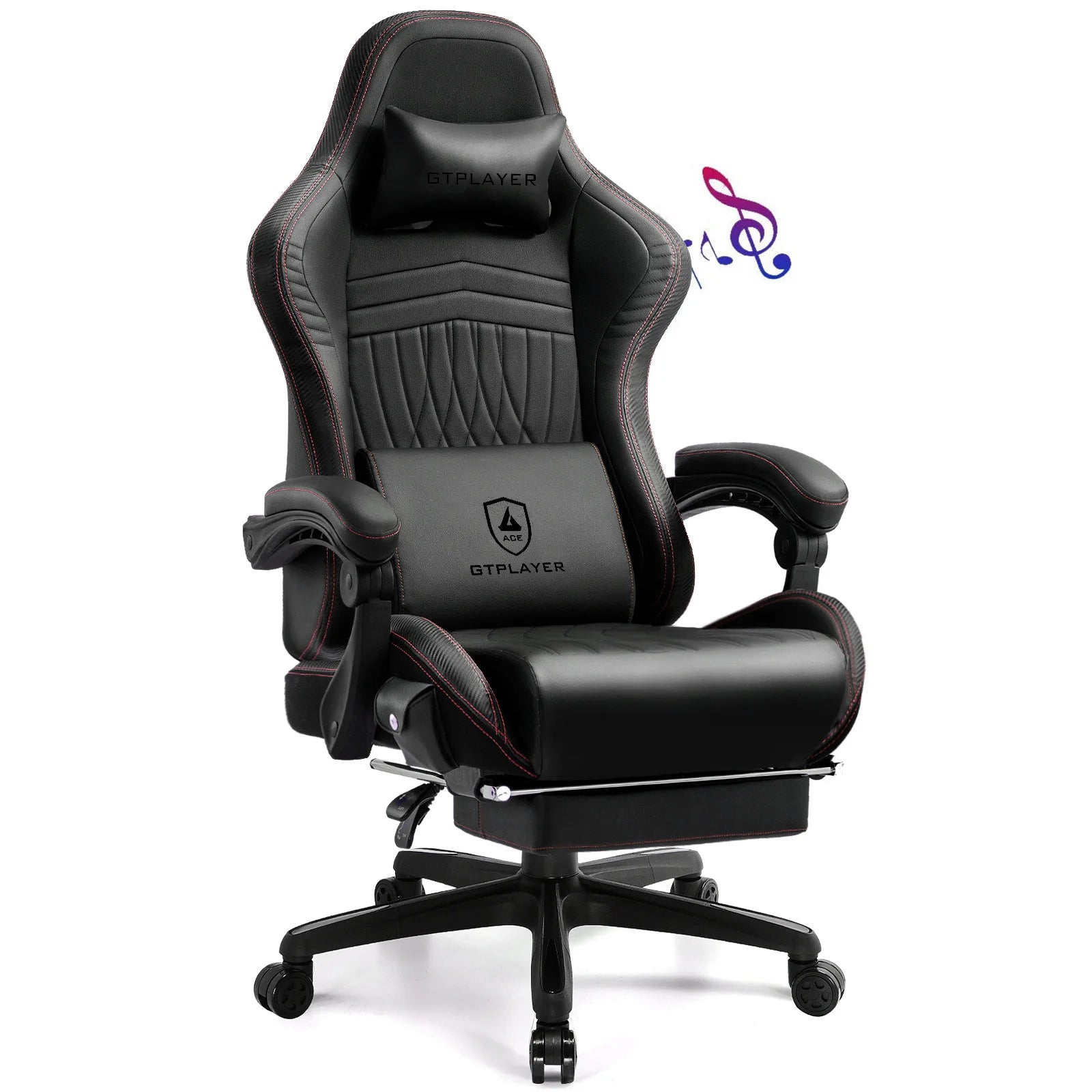 GTPLAYER Gaming Chair Adjustable Ergonomic Faux Leather Swiveling PC & Racing Game Chair with Built-in