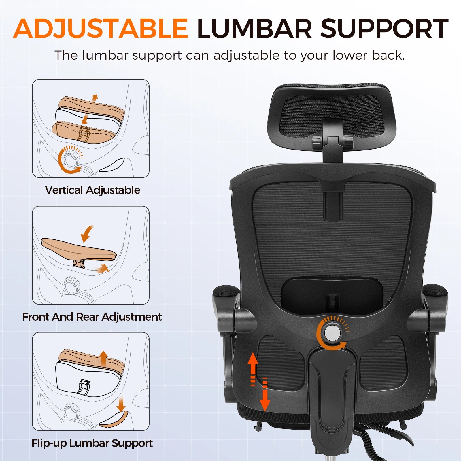 Office Chair: High Back Ergonomic W/ 3D Adjustable Lumbar Headrest Footrest Reclining Mesh & Linkage Armrest