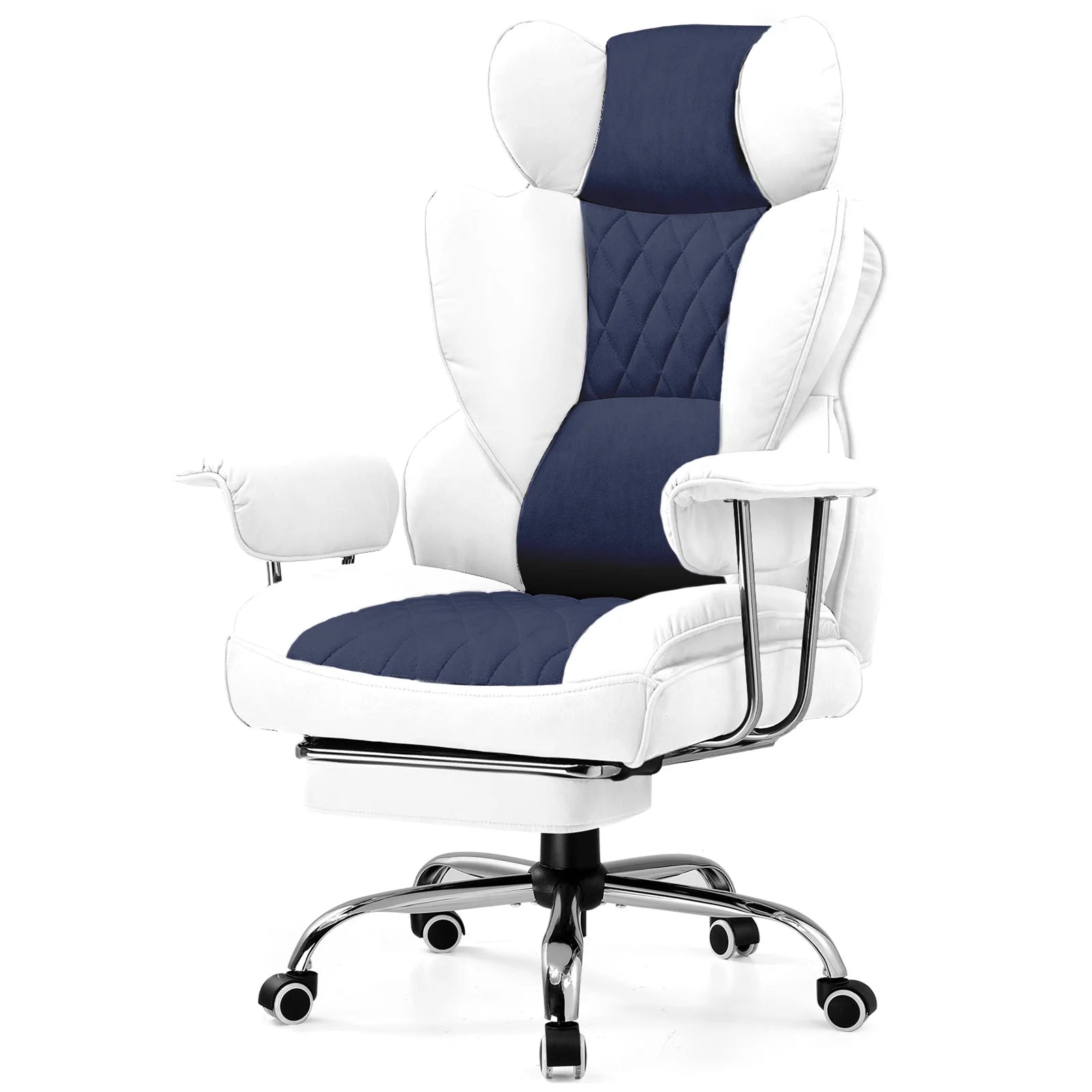 Big and Tall Gaming Chair with Pocket Spring Lumbar Support Ergonomic Office Chair with Footrest - SKY BLUE / United