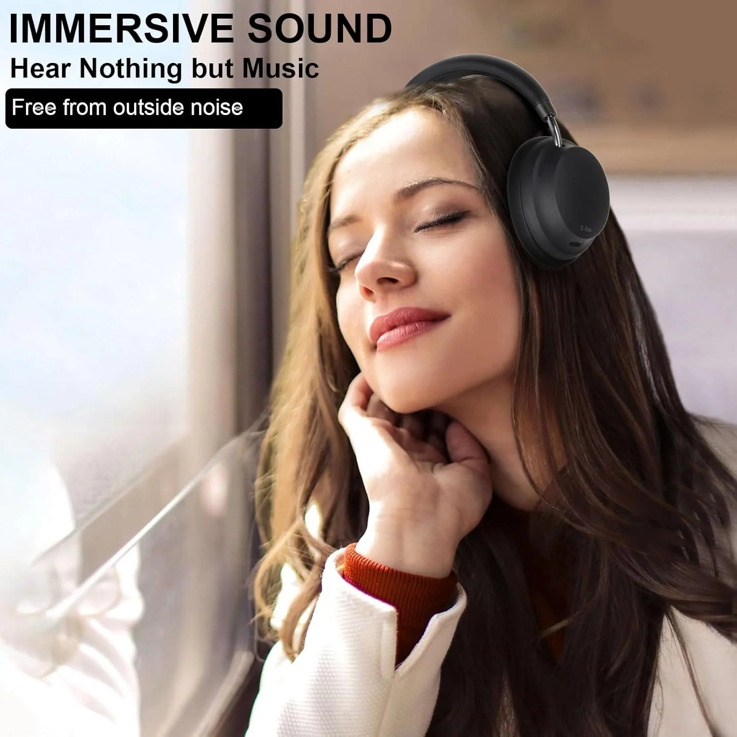 APP T-fun NC45 Bluetooth Active Noise Cancelling Headphones Comfortable Wireless Over Ear Headphones with Mic Hi-Res