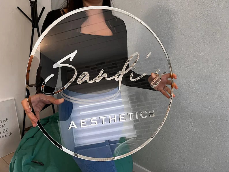 Custom Business Logo Sign Round Acrylic Signs Personalized 3D Wall Art Sign for Office Salon Wedding Small Business