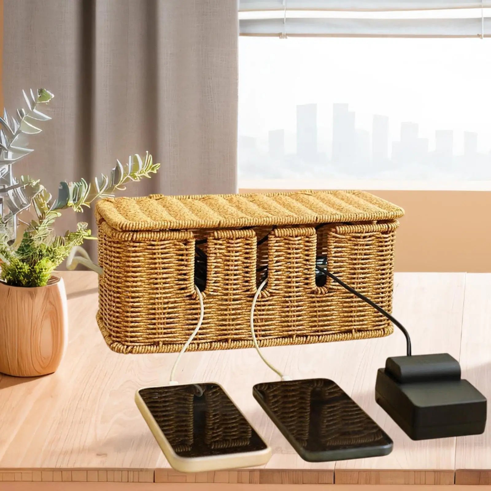 Cable Management Box Wire Storage Cable Box Desk Cord Hider Cable Cord Organizer for Cover TV Wires Computer Cords