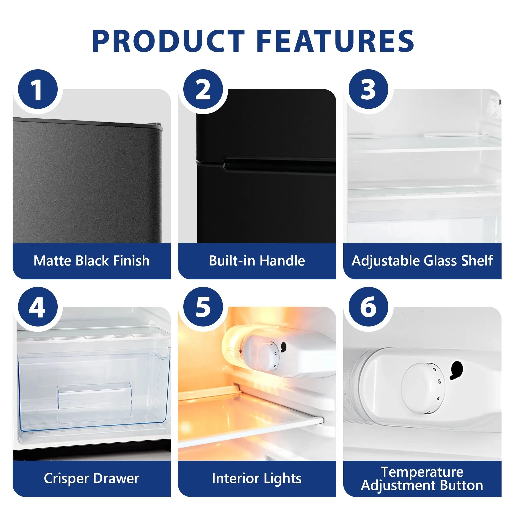 SIMZLIFE Mini Fridge with Freezer 3.15 Cu ft Two Door Compact Small Fridge Adjustable Removable Shelves,For