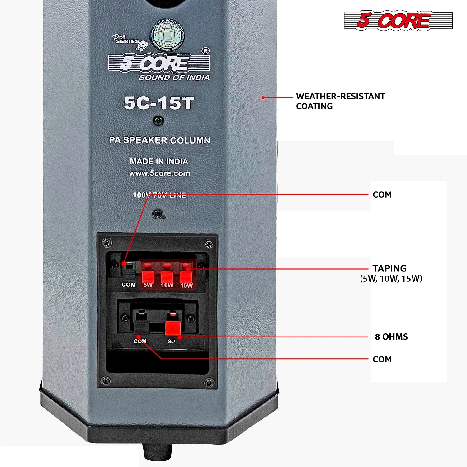 5 Core Outdoor Speakers Stereo In Wall 100W Peak Passive Home Audio System 15TG 2Pcs