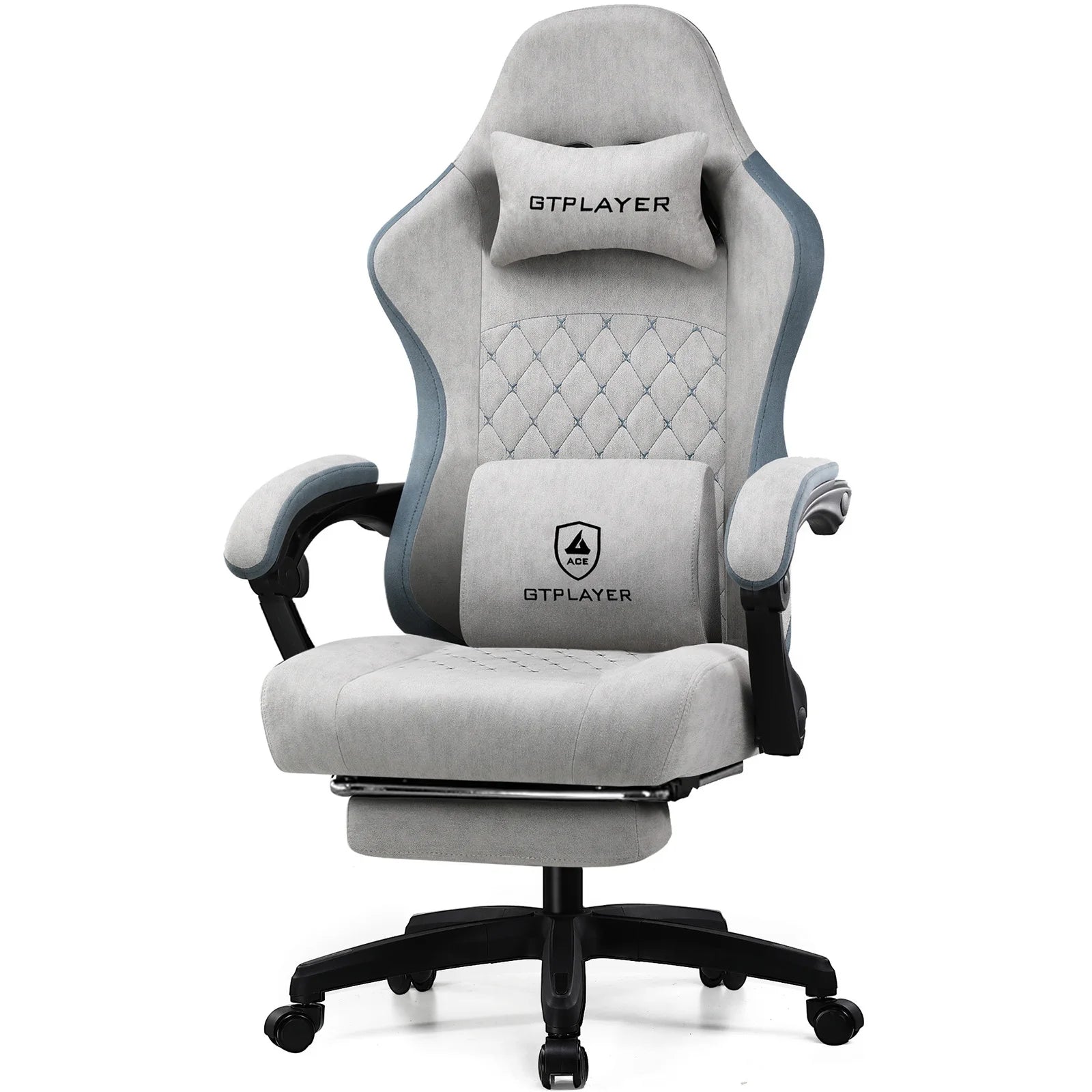 GTPLAYER Gaming Chair with Pocket Spring Cushion Linkage Armrests & Footrest Ergonomic Office Chair with Lumbar Support