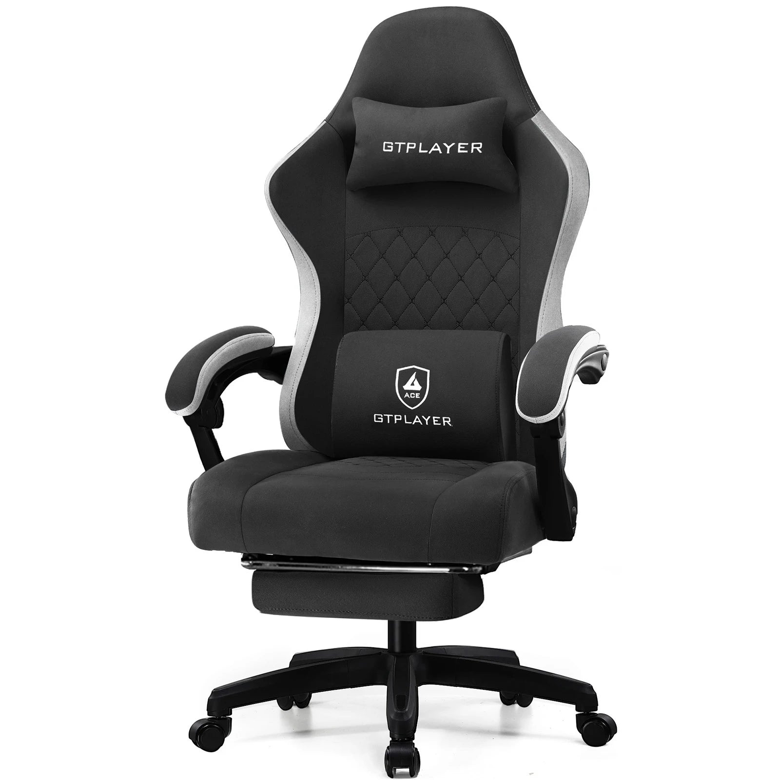 GTPLAYER Gaming Chair with Pocket Spring Cushion Linkage Armrests & Footrest Ergonomic Office Chair with Lumbar Support