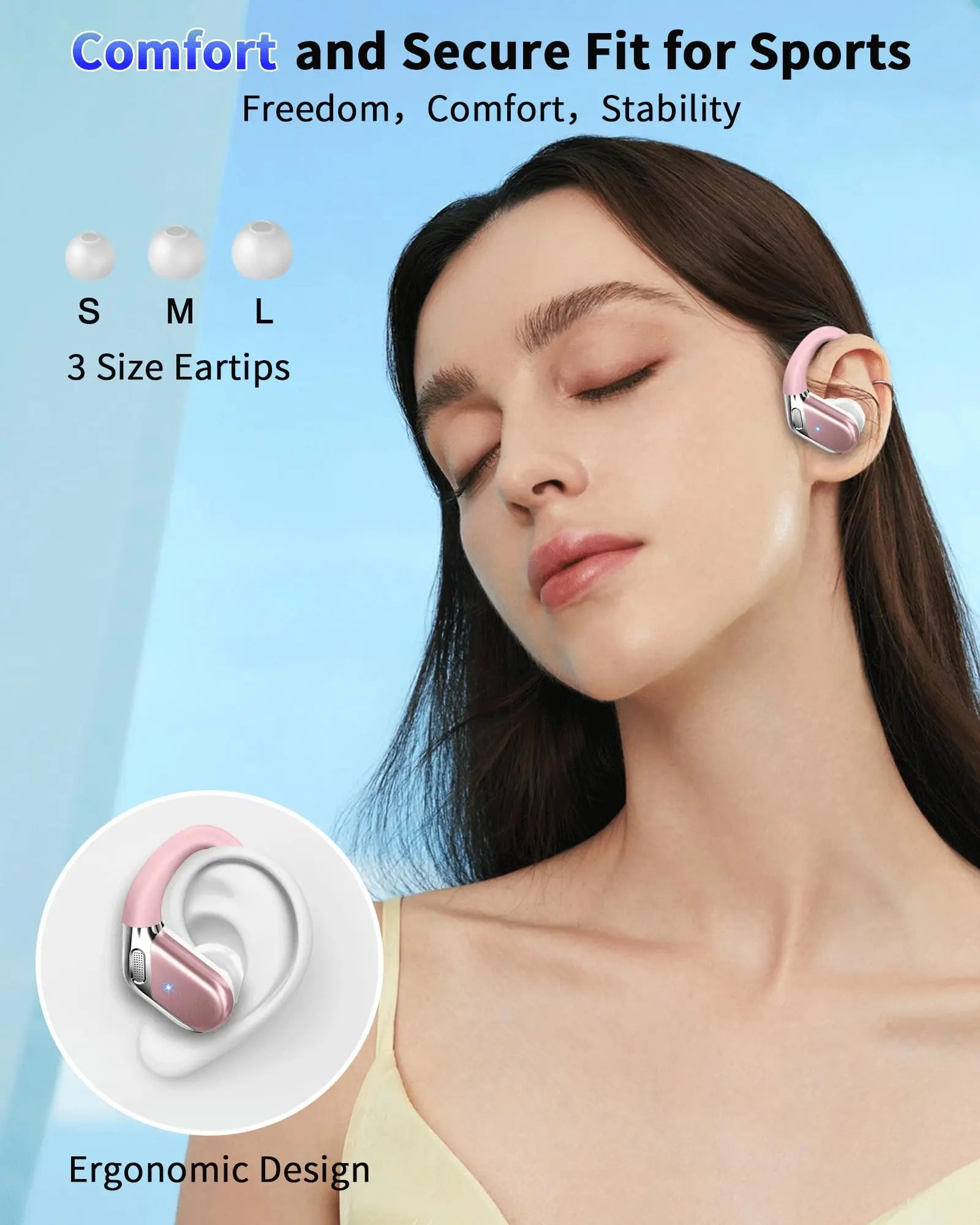 50H Playtime Bluetooth 5.4 Wireless Earphones IP7 Waterproof Sport Earbuds with ENC Mic & Touch Control.