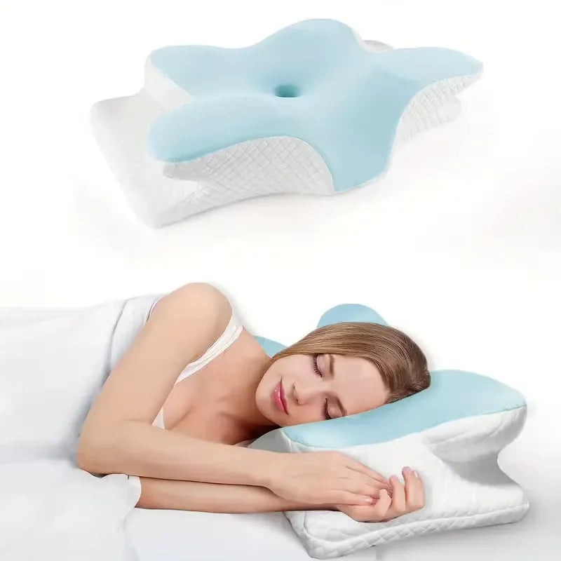 Memory Foam Cervical Pillow for Neck Shoulder Relief Ideal for Side Stomach Back Sleepers Light Gray Perfect Christmas