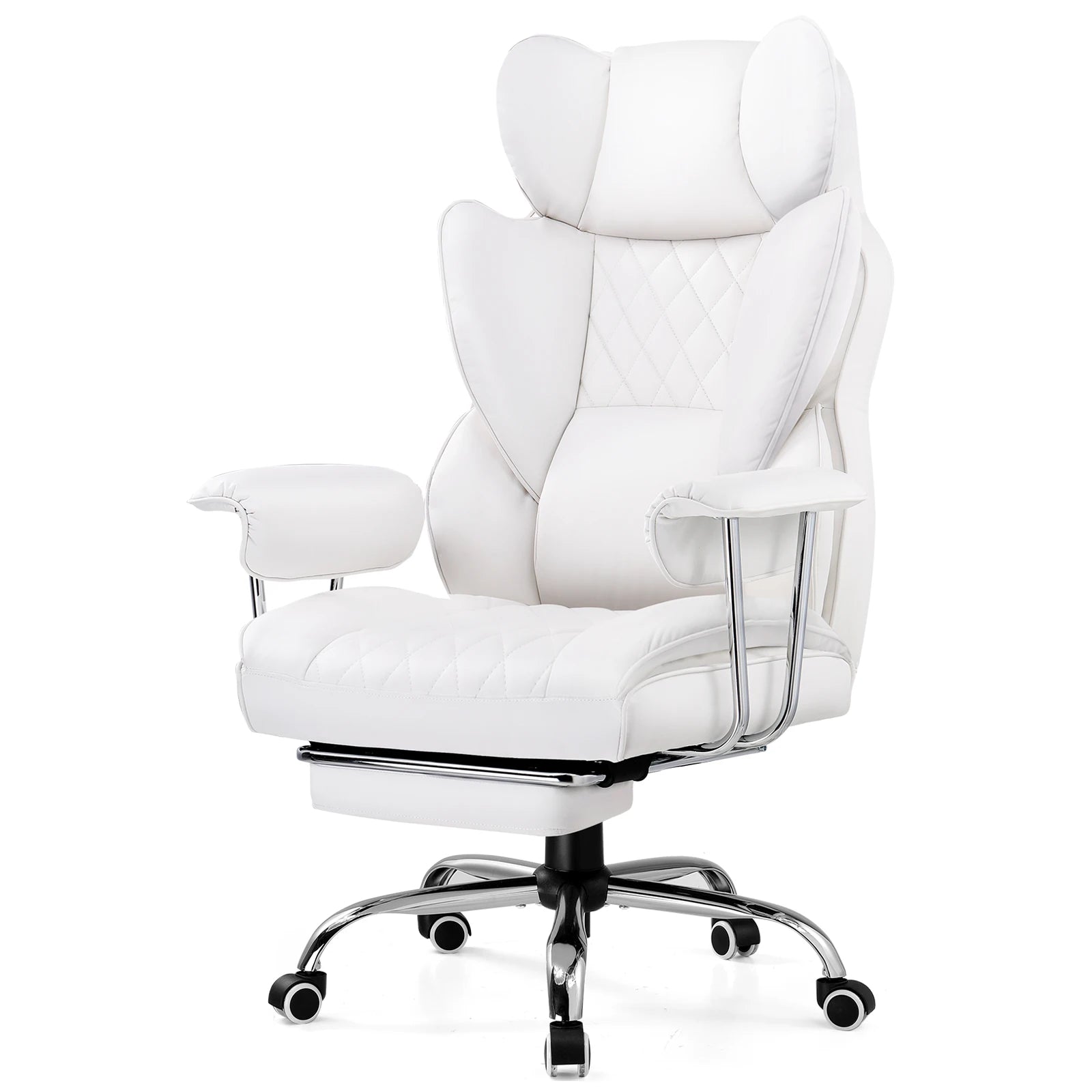 Big and Tall Gaming Chair with Pocket Spring Lumbar Support Ergonomic Office Chair with Footrest - WHITE / United States