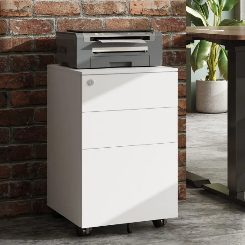 GALAXHERO 3 Drawer Locking Rolling File Cabinet with Security Lock for Home Office Fully Assembled Under Desk Storage