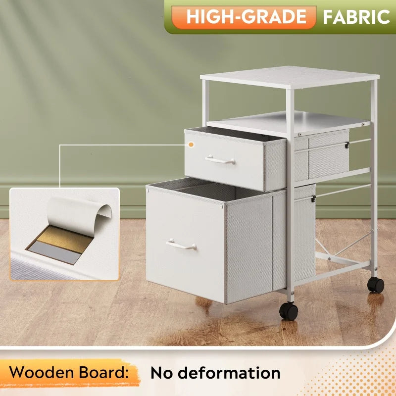 GALAXHERO 2 Drawer Fabric Filing Cabinet Mobile Vertical File Cabinet with Wheels Rolling Printer Stand Organizer Home