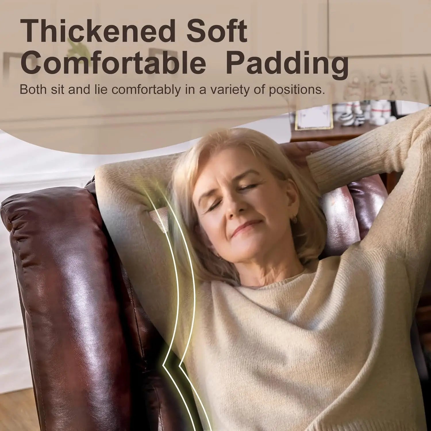 Comhoma Power Lift Recliner for Elderly Lift Chair with Heat and Massage Pu Recliner Sofa with Cup Holder