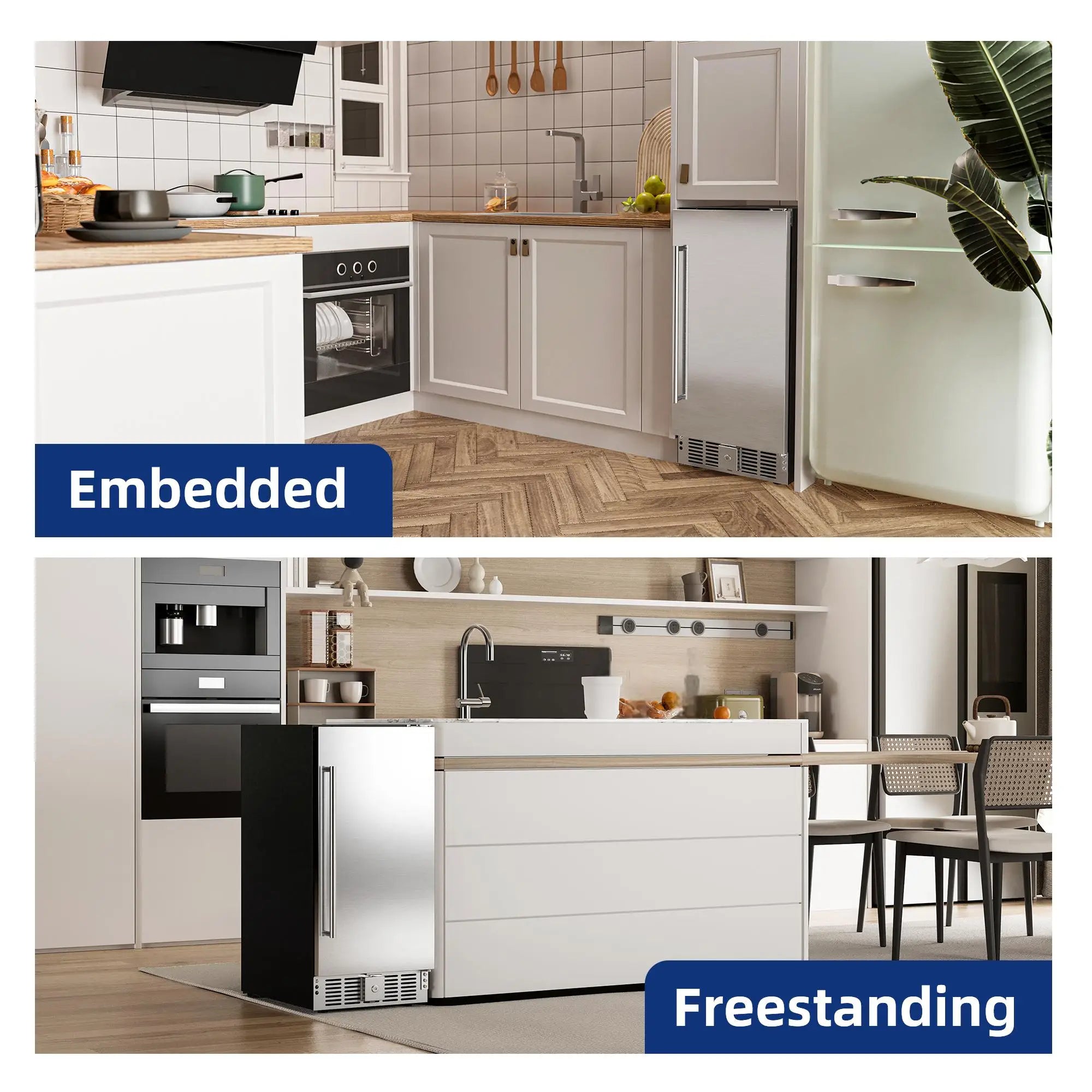 SIMZLIFE Beverage Refrigerator 15Inch Under Counter 127 Can Beverage Fridge Beverage Cooler Built-in Beer Fridge Wine