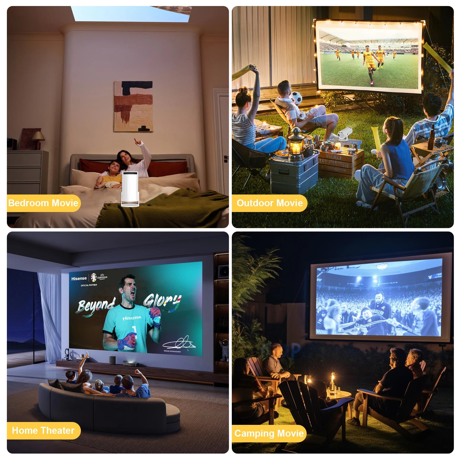 2025 New 4K Smart Android Projector - 180 ° Rotating Stand + Auto Keystone Home/Office/Camping All-In-One