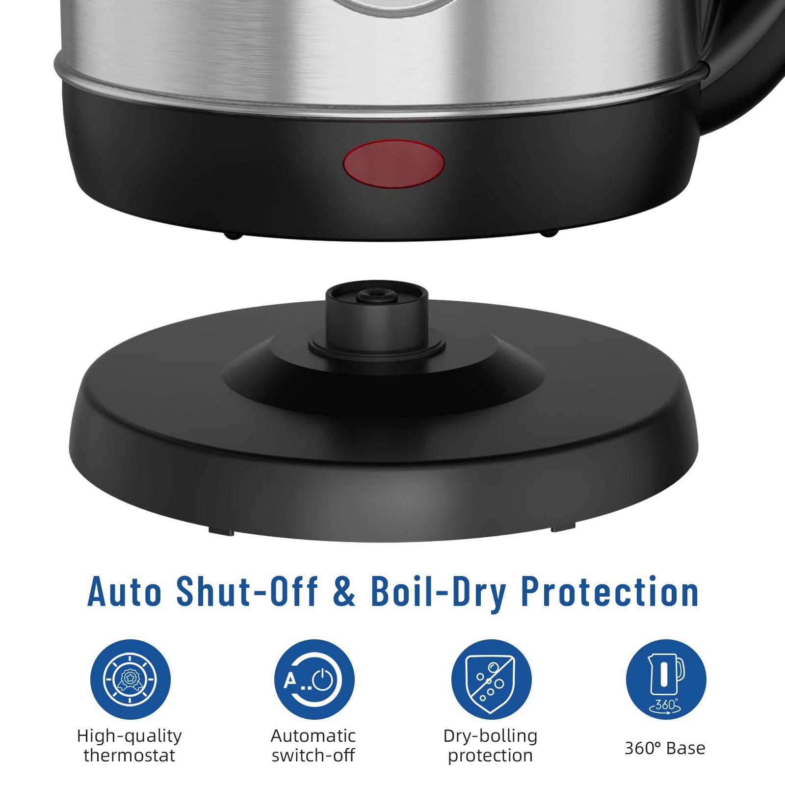 Stainless Steel Electric Kettle 1.8 Liter Tea Kettle Electric & Hot Water Kettle 1500W Fast Boil with LED Light Auto