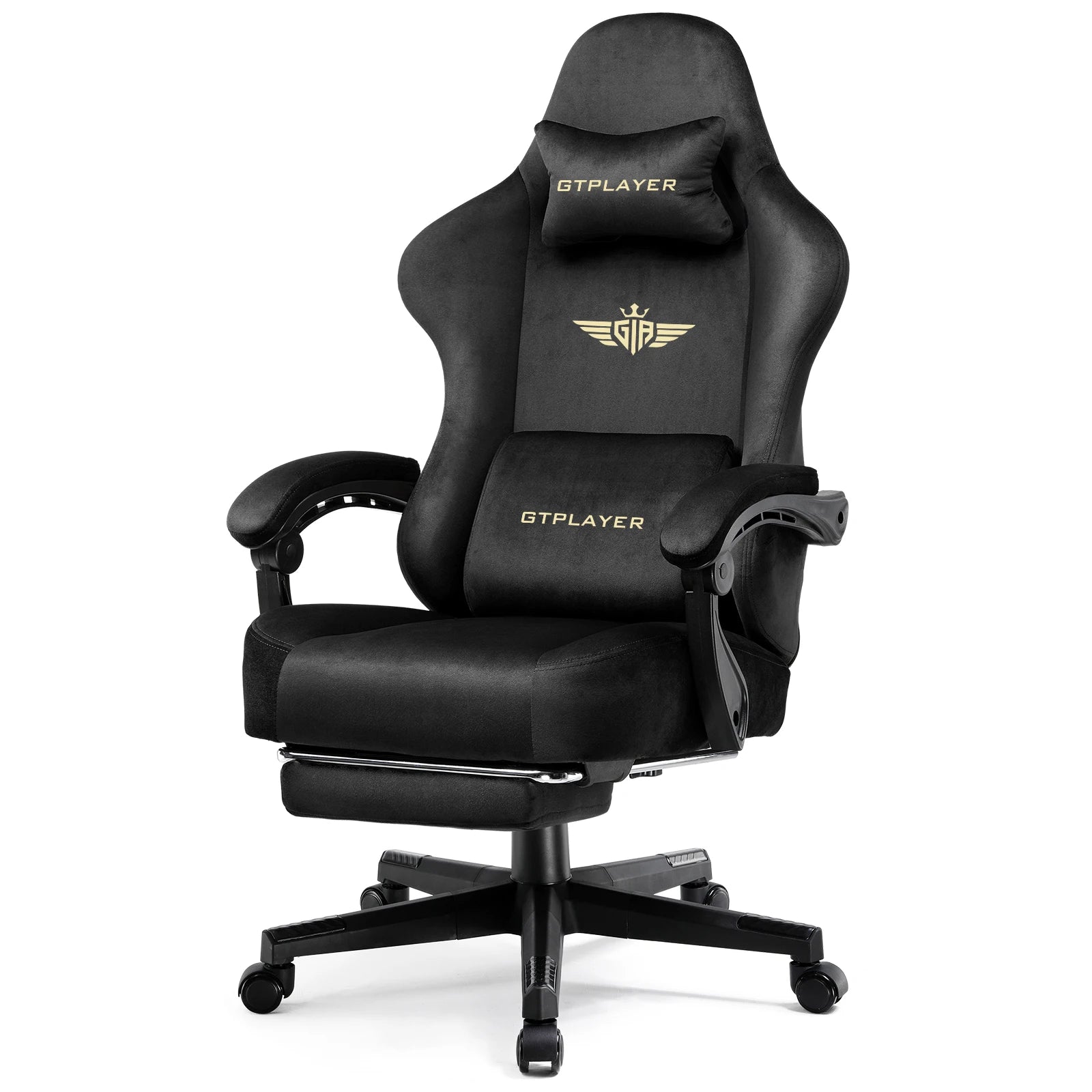 Gtplayer Gaming Chair Fabric with Pocket Spring Cushion Big and Tall Gaming Chair 350Lbs High Back Computer Chair
