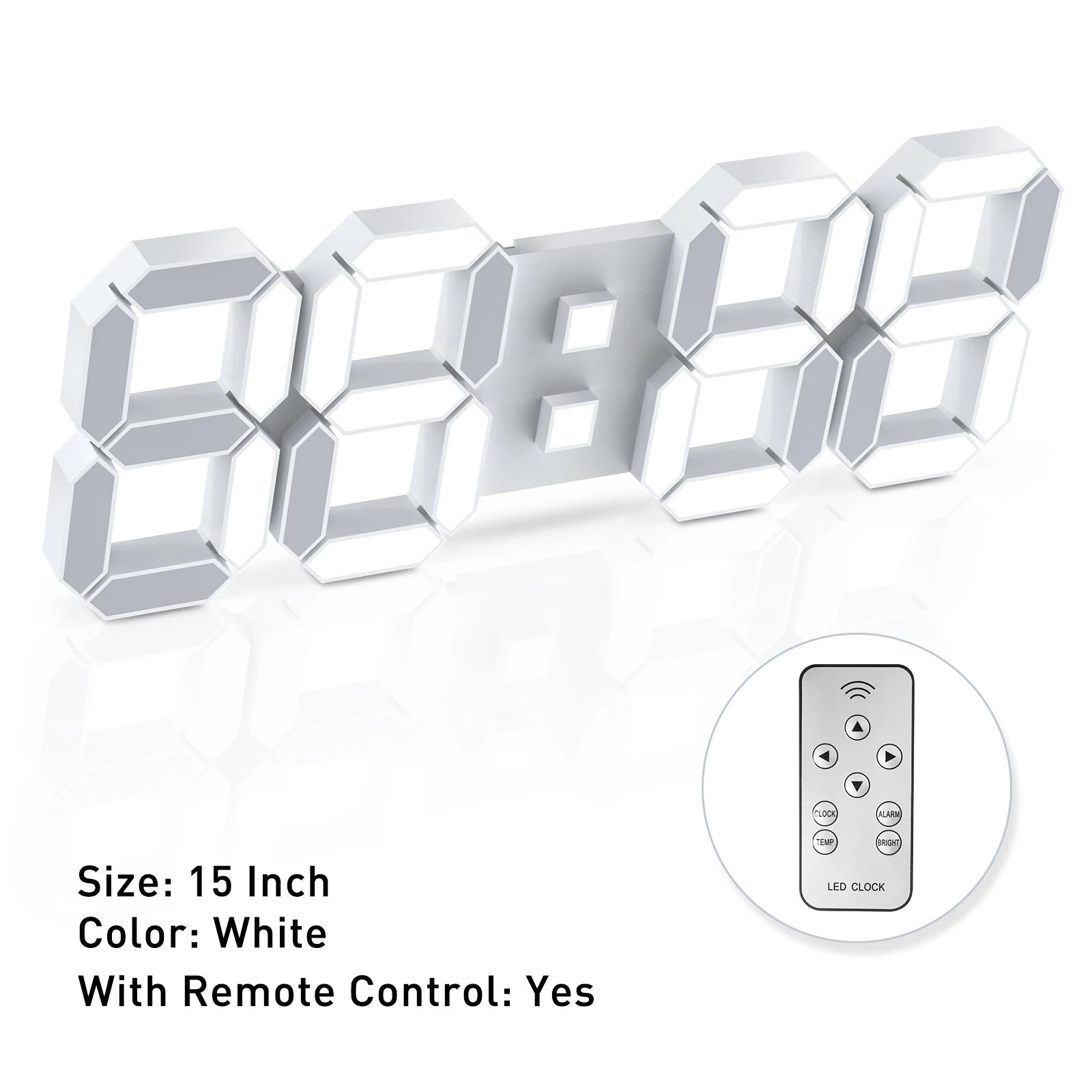 3D LED Wall Clock Large Digital Wall Clock With Remote Control Alarm Clock Time/Date/Temp Display Wall&Table Clock
