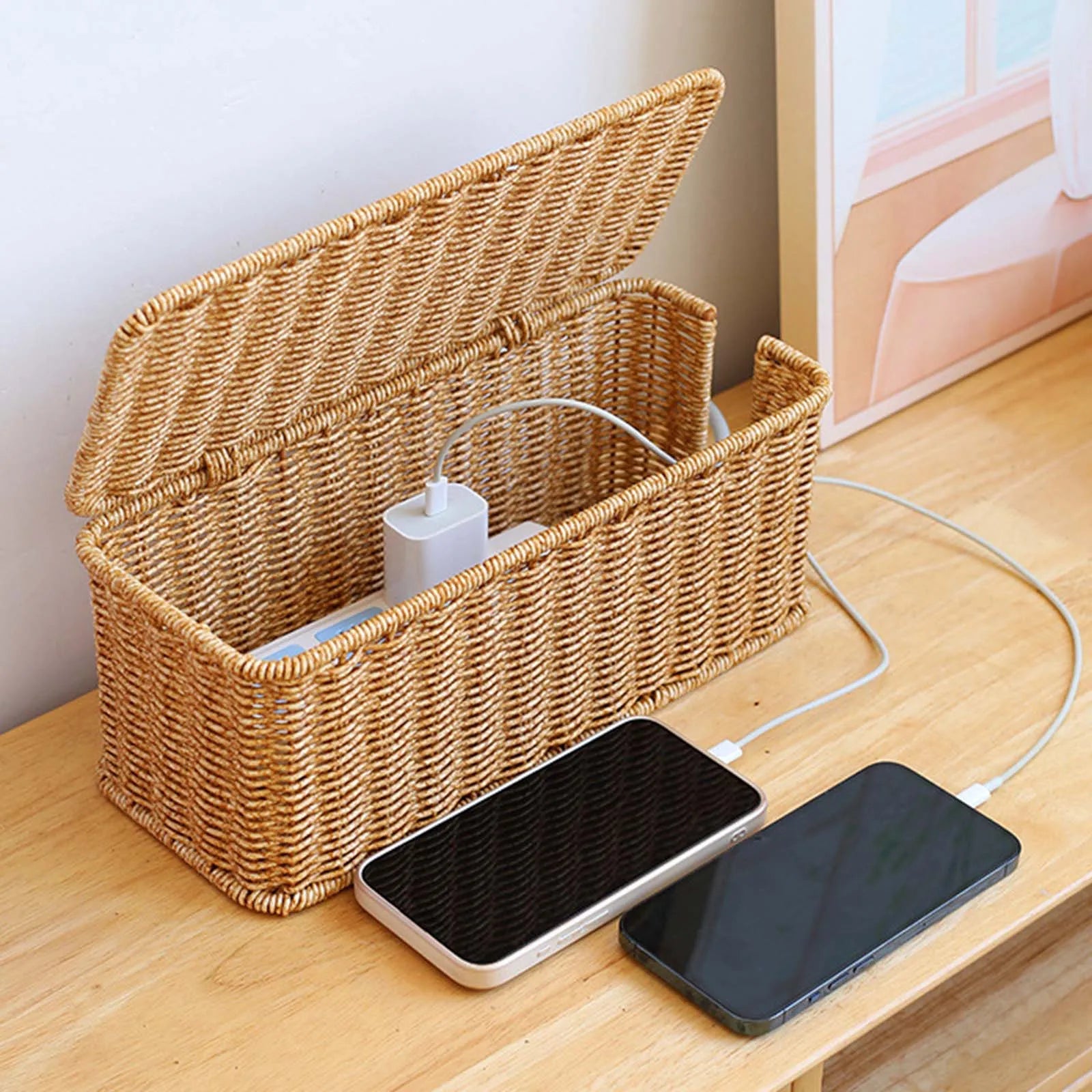 Cable Management Box Wire Storage Cable Box Desk Cord Hider Cable Cord Organizer for Cover TV Wires Computer Cords