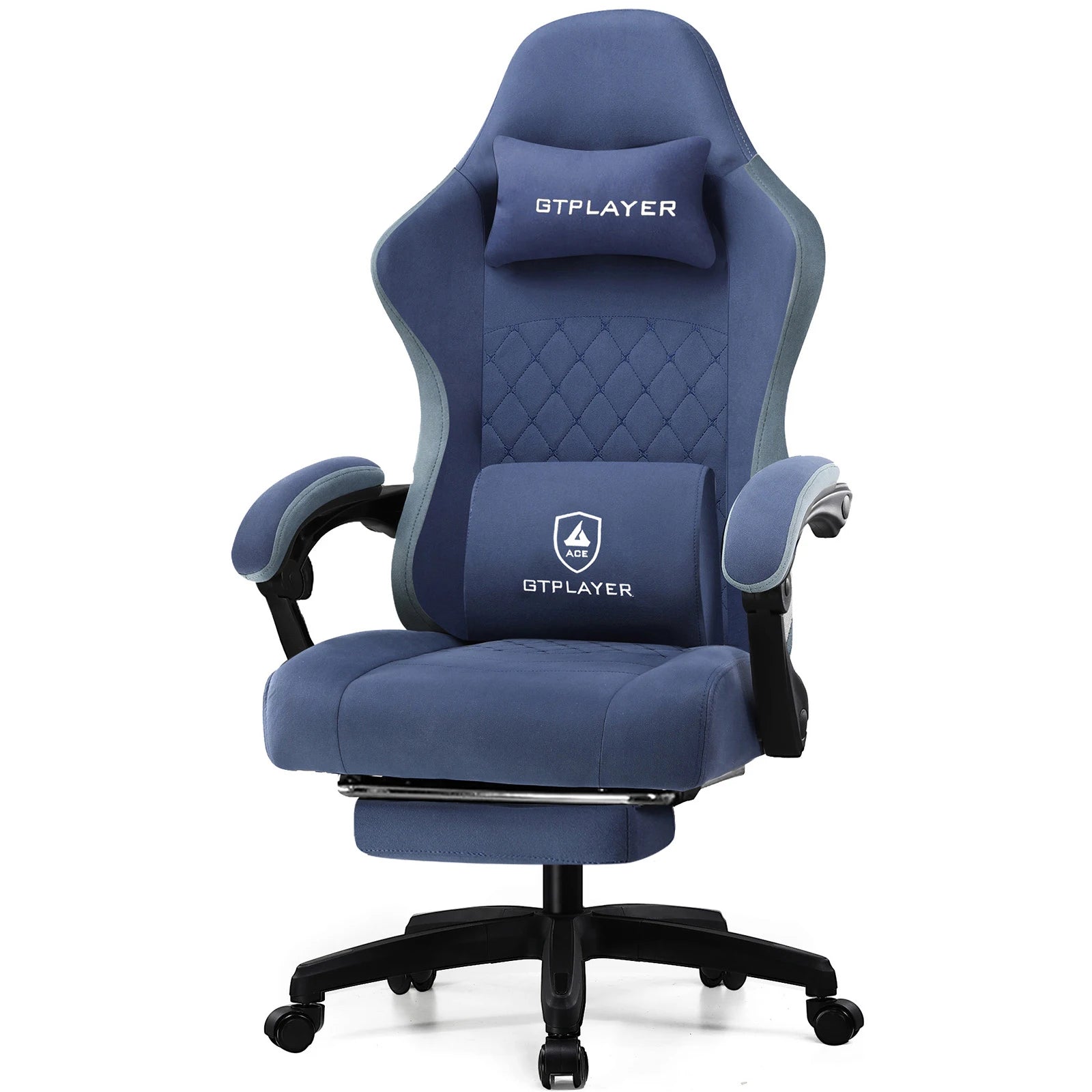 GTPLAYER Gaming Chair with Pocket Spring Cushion Linkage Armrests & Footrest Ergonomic Office Chair with Lumbar Support