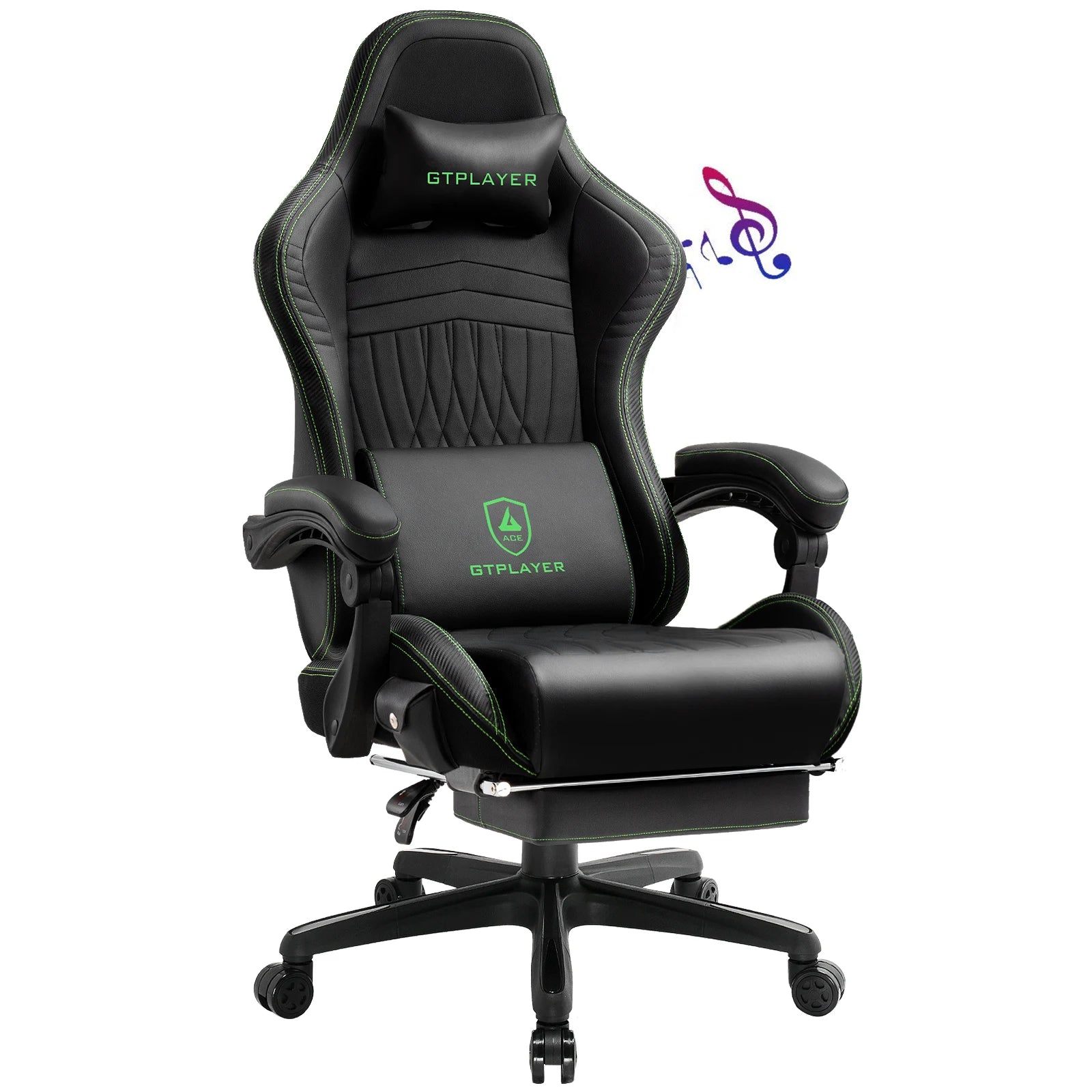 GTPLAYER Gaming Chair Adjustable Ergonomic Faux Leather Swiveling PC & Racing Game Chair with Built-in
