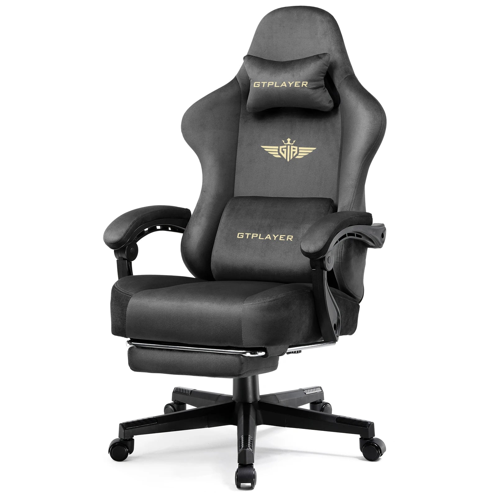 Gtplayer Gaming Chair Fabric with Pocket Spring Cushion Big and Tall Gaming Chair 350Lbs High Back Computer Chair