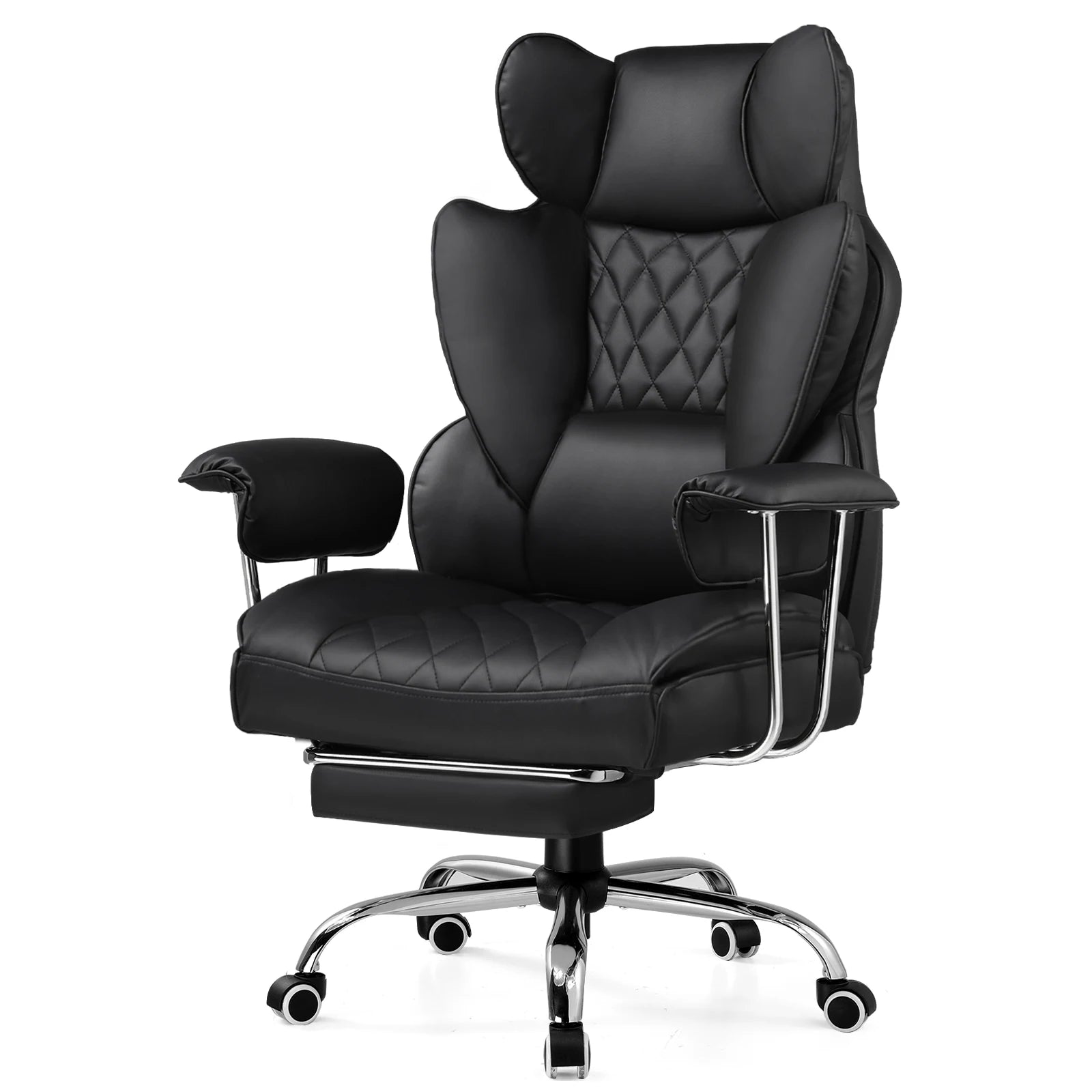 Big and Tall Gaming Chair with Pocket Spring Lumbar Support Ergonomic Office Chair with Footrest - black / United States