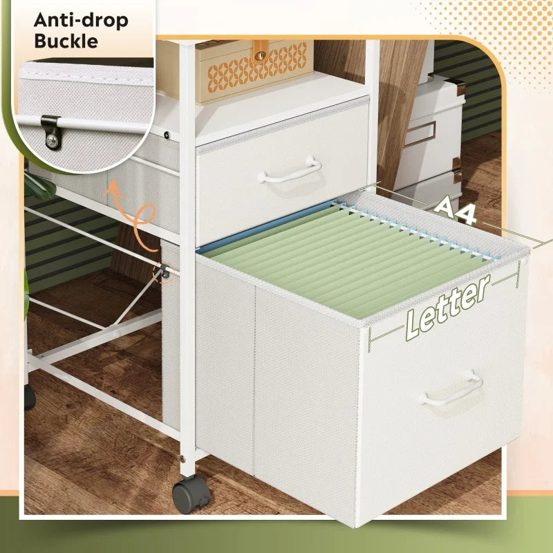 GALAXHERO 2 Drawer Fabric Filing Cabinet Mobile Vertical File Cabinet with Wheels Rolling Printer Stand Organizer Home