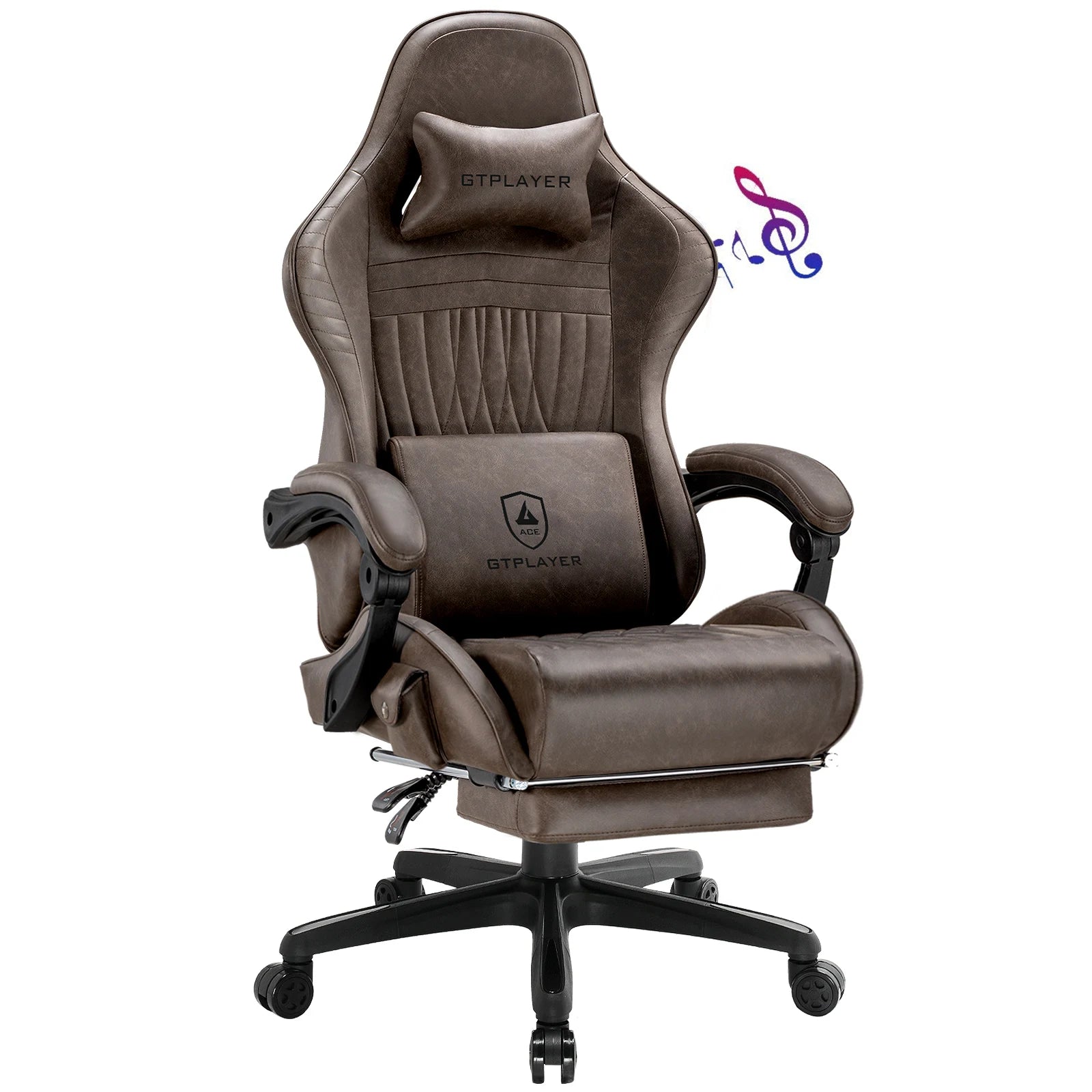 GTPLAYER Gaming Chair Adjustable Ergonomic Faux Leather Swiveling PC & Racing Game Chair with Built-in