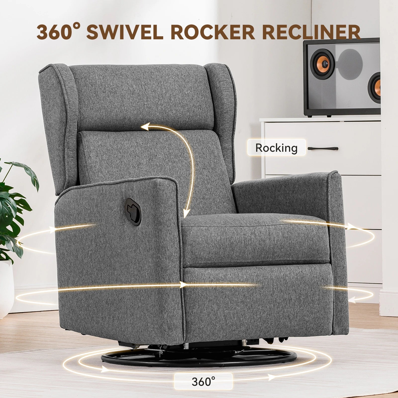 Comhoma Rocking Recliner Chair Swivel Glider Reclining Single Sofa Manual Rocker Recliner Nursery Rocking Chairs