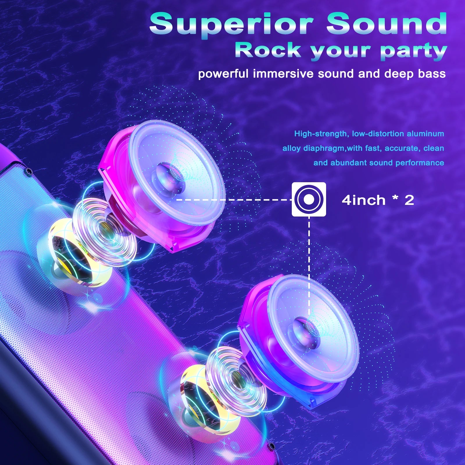 Wireless Bluetooth Speaker Karaoke Machine with 2 Microphone Home Karaoke Party Speaker with LED Light