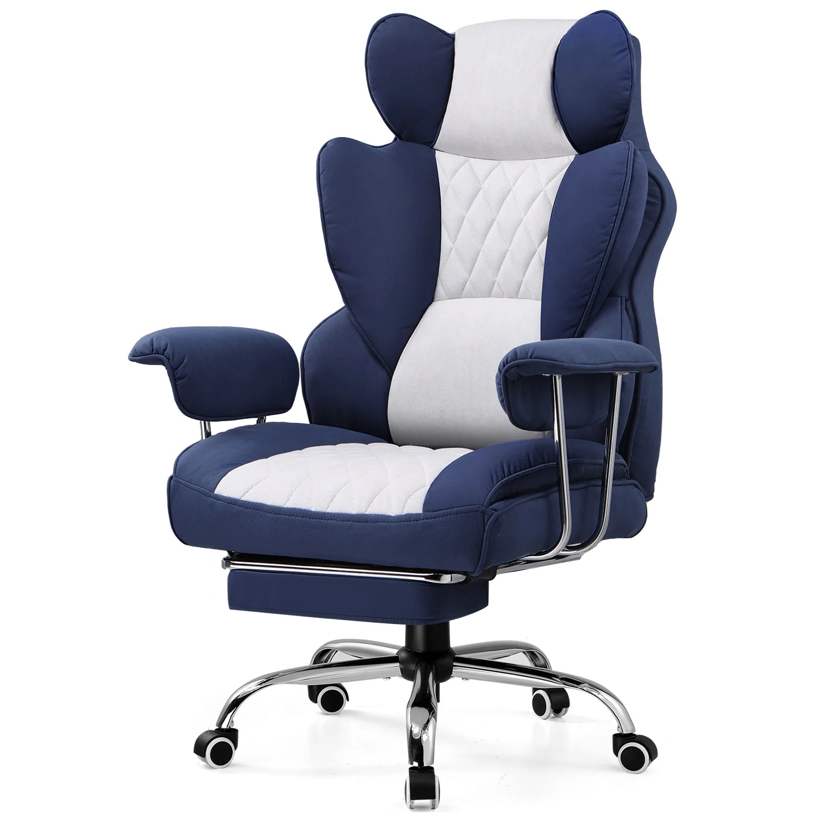 Big and Tall Gaming Chair with Pocket Spring Lumbar Support Ergonomic Office Chair with Footrest - ROYAL BLUE / United