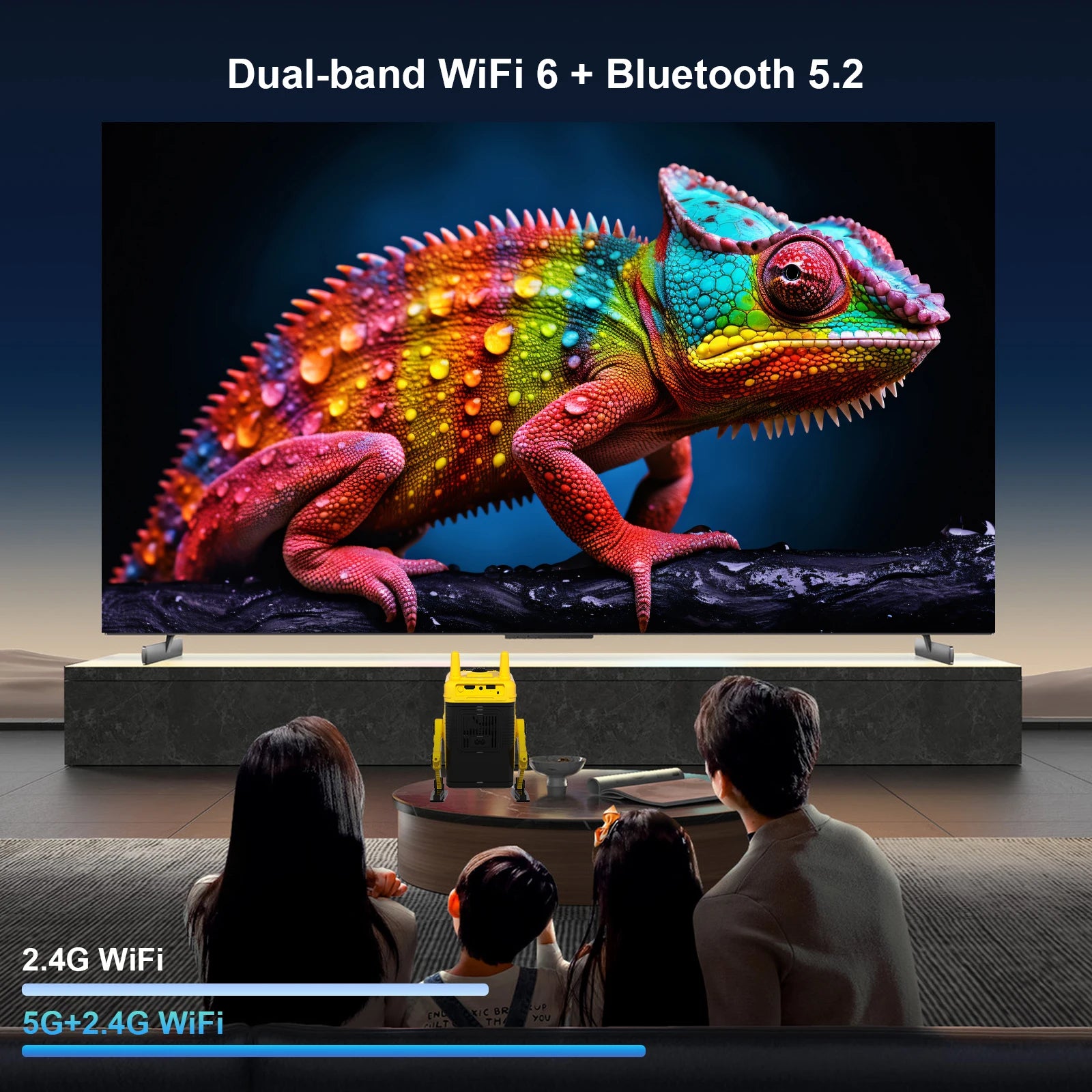 2025 Latest Robot Smart Projector - 4K/1080P Outdoor WiFi/Bluetooth 600LM Portable Auto Keystone - USB/Phone/Laptop