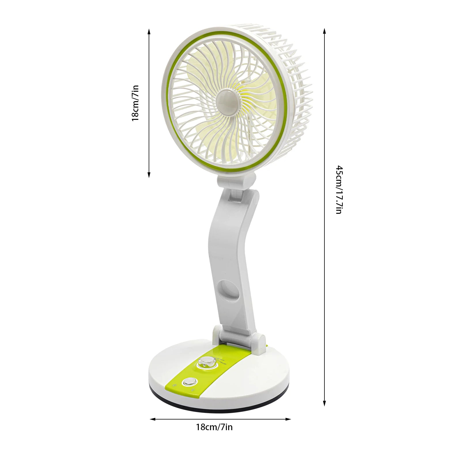 18’’ Portable Solar Power Fan Tabletop w/ LED Light USB Rechargeable Desk Fan - United States