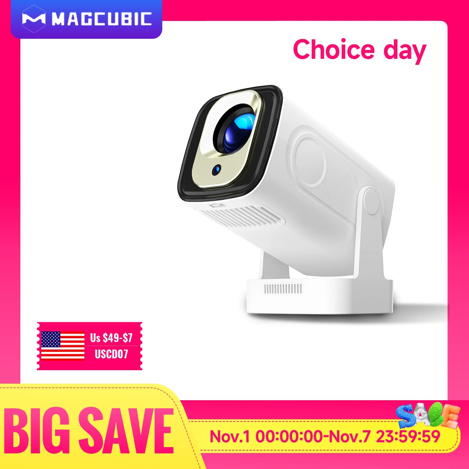 Magcubic HY310 Auto Focus Projector 1080P Native 4K 330ANSI Android 11 WiFi6 BT5.4 Mini Outdoor Movie Projector