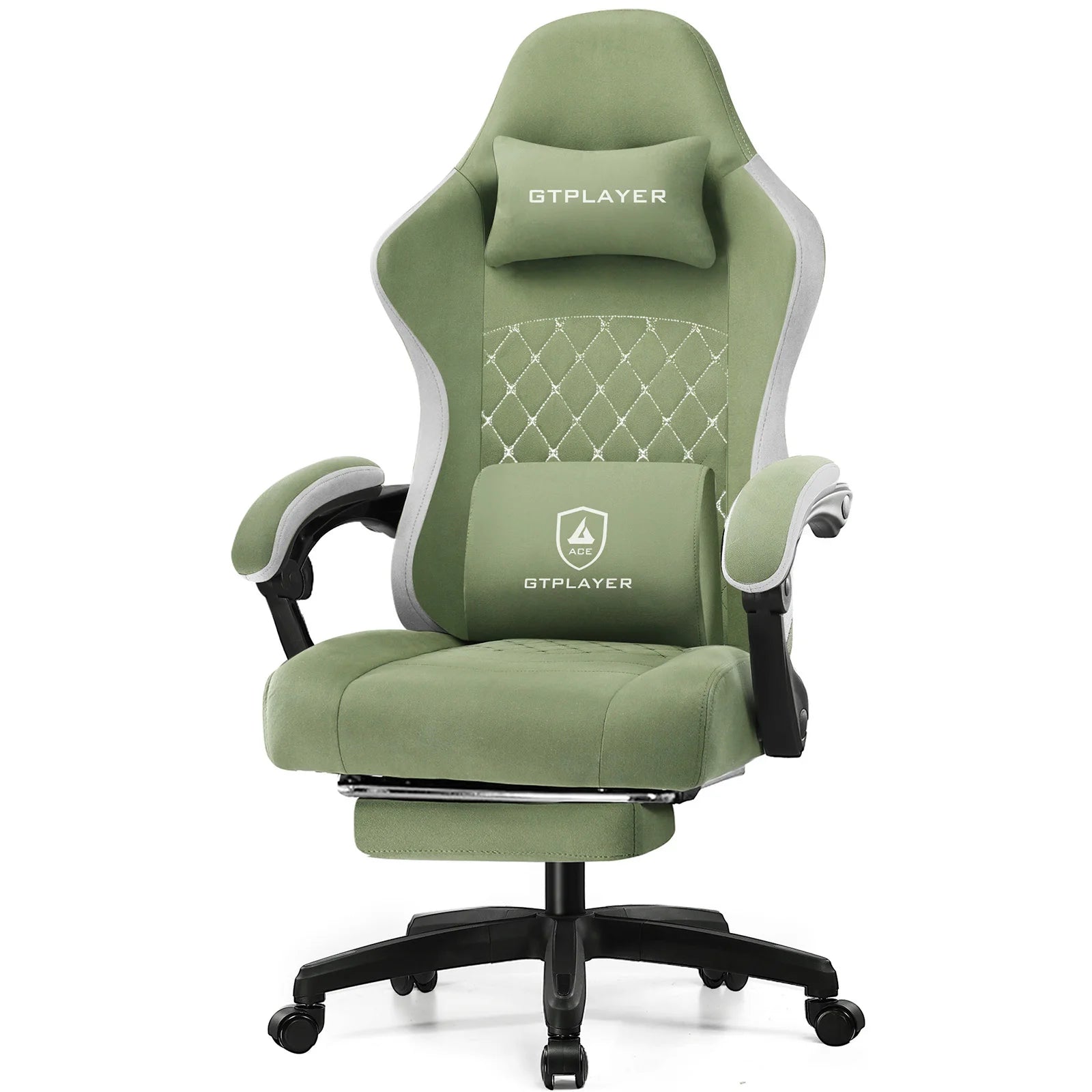 GTPLAYER Gaming Chair with Pocket Spring Cushion Linkage Armrests & Footrest Ergonomic Office Chair with Lumbar Support