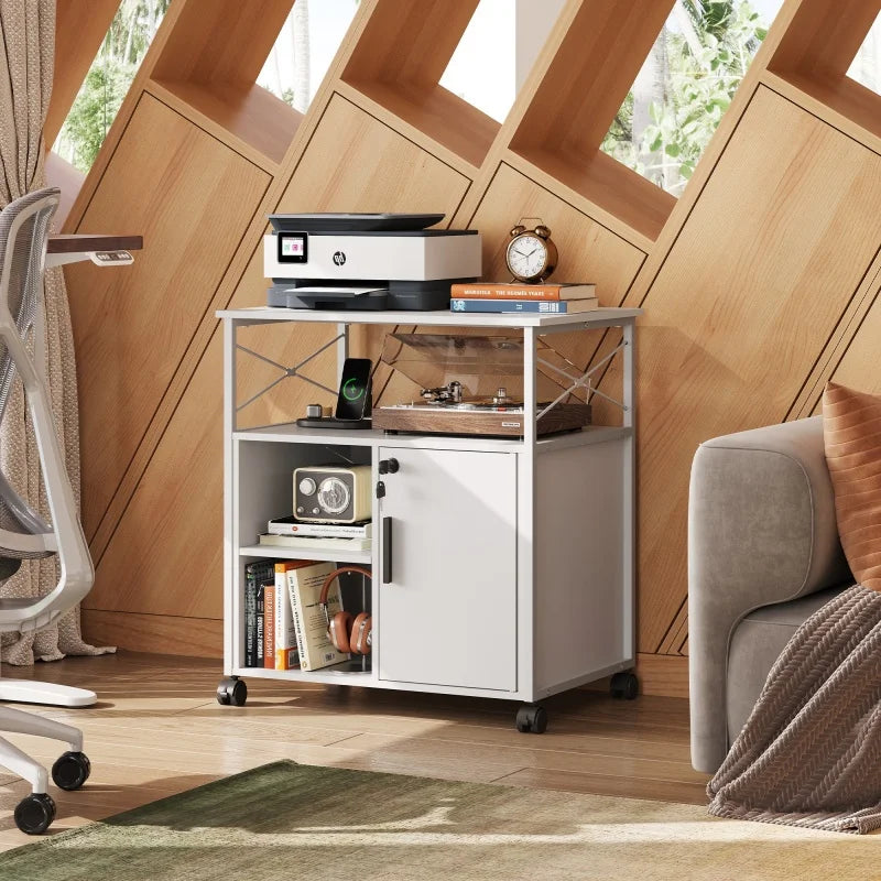 GALAXHERO File Cabinet Charging Station Lockable Lateral Filing Cabinet Office Printer Cabinet A4 Letter File Folders