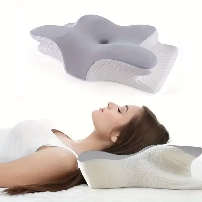 Memory Foam Cervical Pillow for Neck Shoulder Relief Ideal for Side Stomach Back Sleepers Light Gray Perfect Christmas
