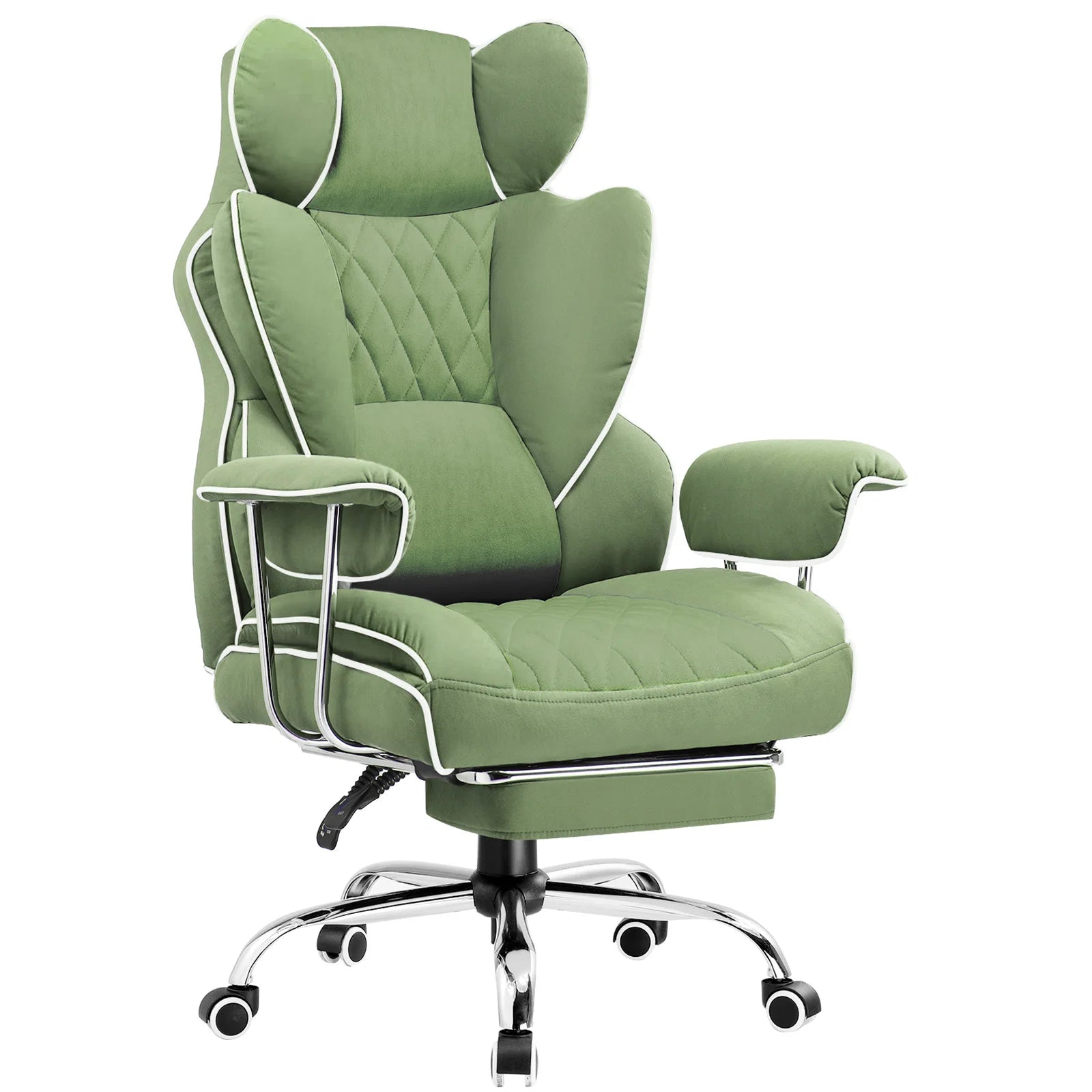 Big and Tall Gaming Chair with Pocket Spring Lumbar Support Ergonomic Office Chair with Footrest - army green / United