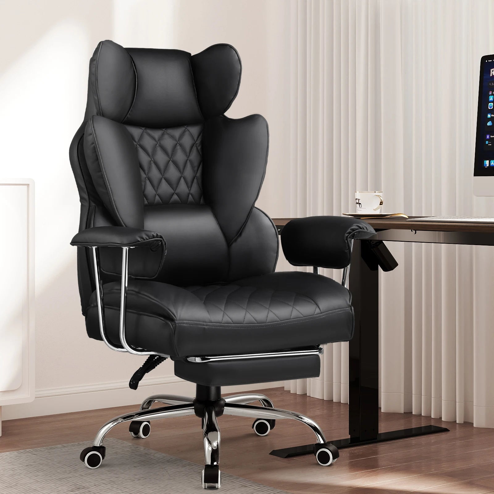Big and Tall Gaming Chair with Pocket Spring Lumbar Support Ergonomic Office Chair with Footrest
