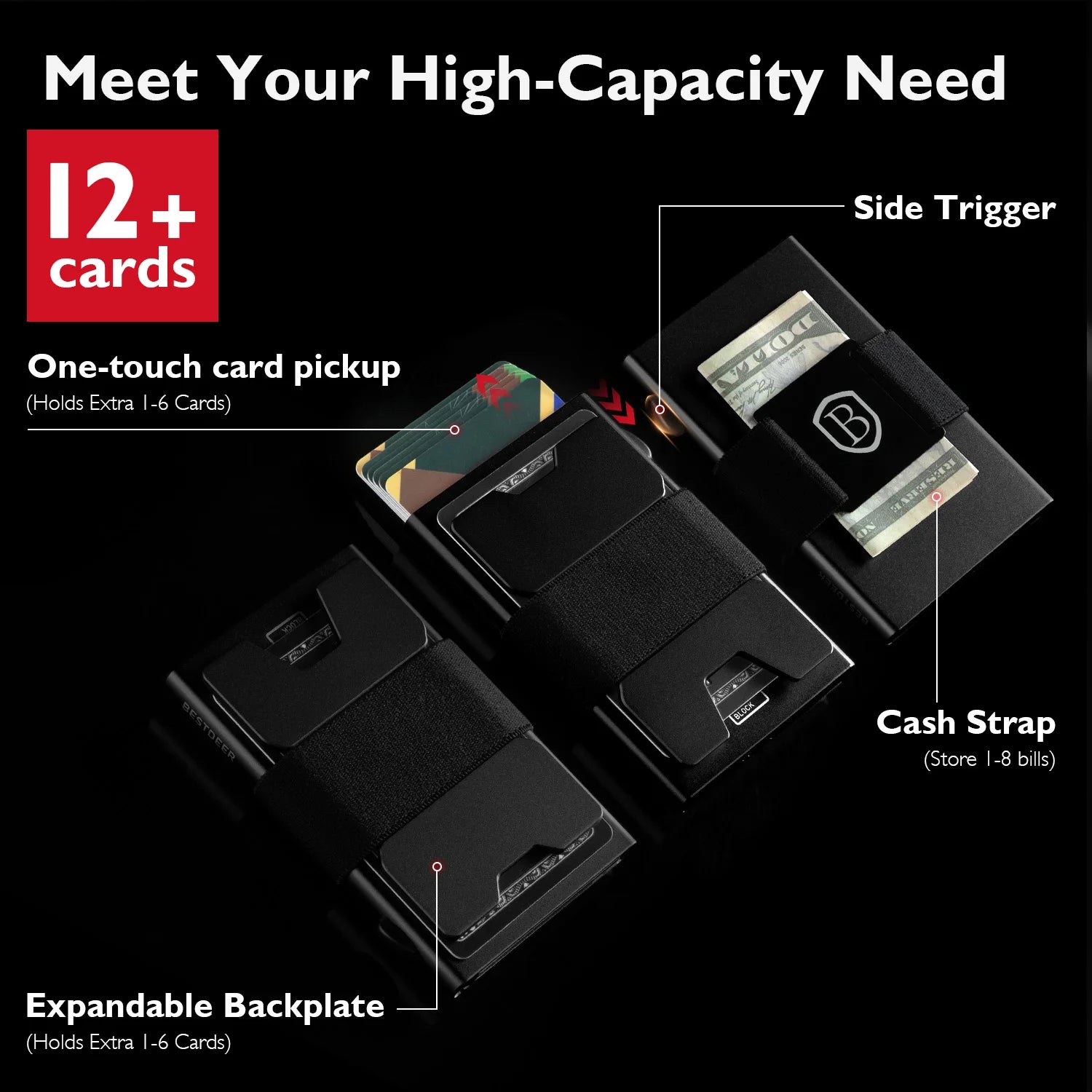 IWANTIT Slim Pop Up Wallet Minimalist Credit Card Holder For Men And Women RFID Blocking Mini Metal Case Holiday Gift